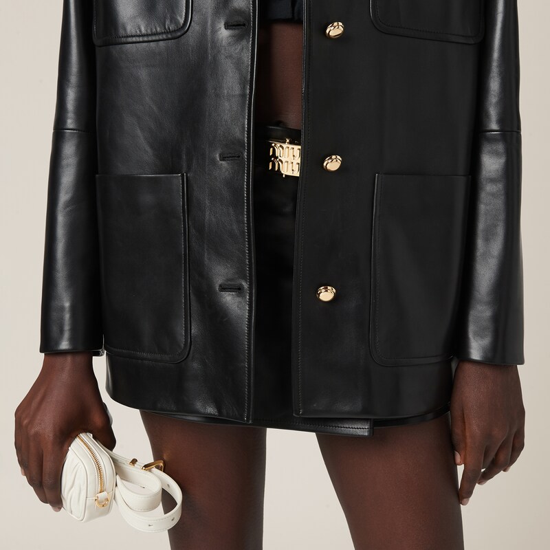 Nappa leather miniskirt
