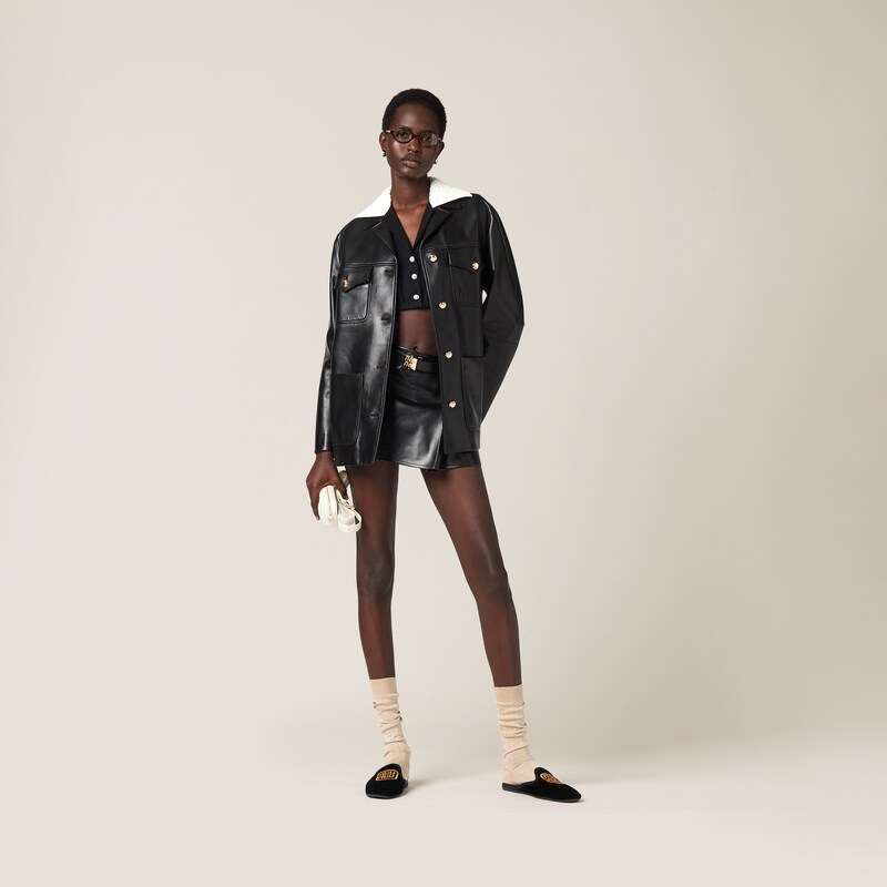 Nappa leather miniskirt