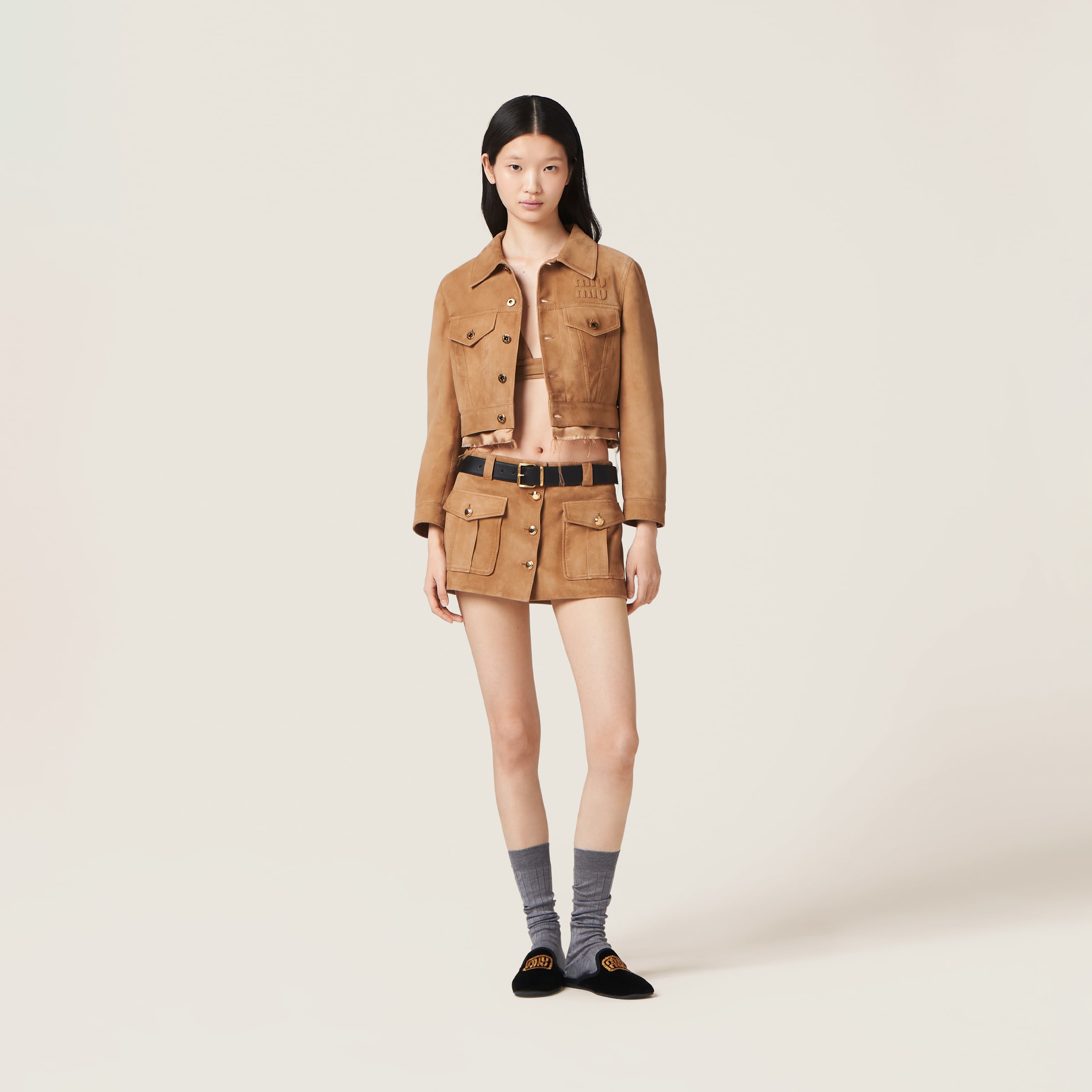 ナチュラル スエード スカート | Miu Miu