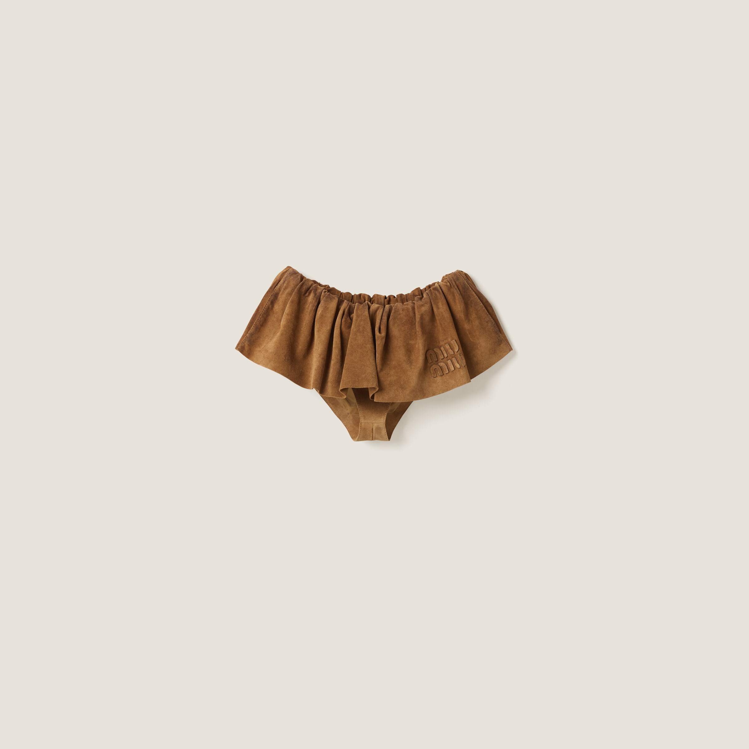 MIU MAHOGANY DOWN GOATSKIN SUEDE SKIRT 274613