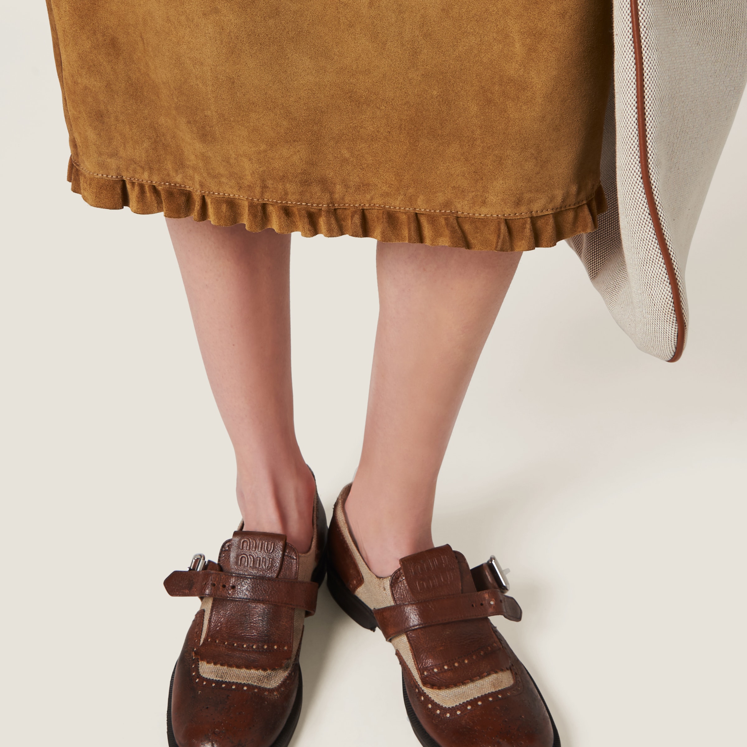Miu Miu Suede Skirt In Dove Gray