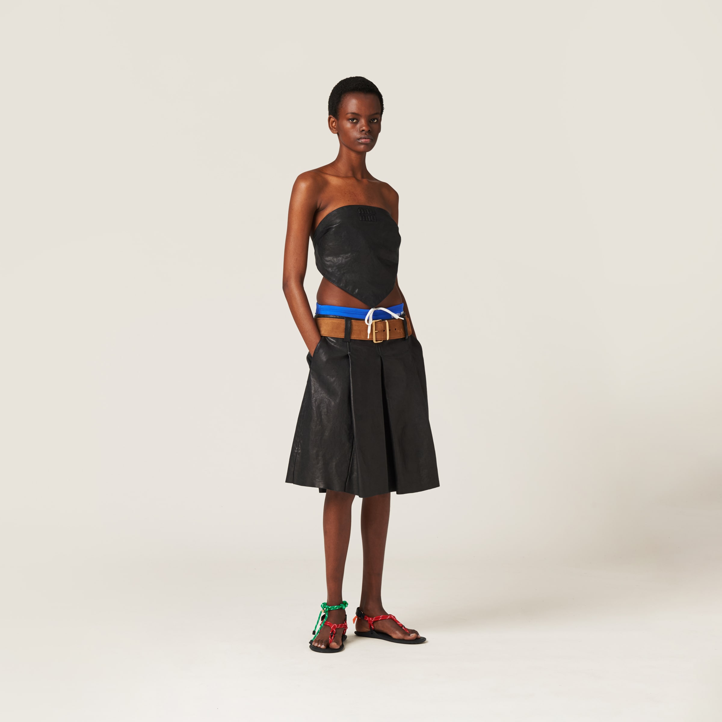 Miu Miu Nappa Leather Skirt In Black