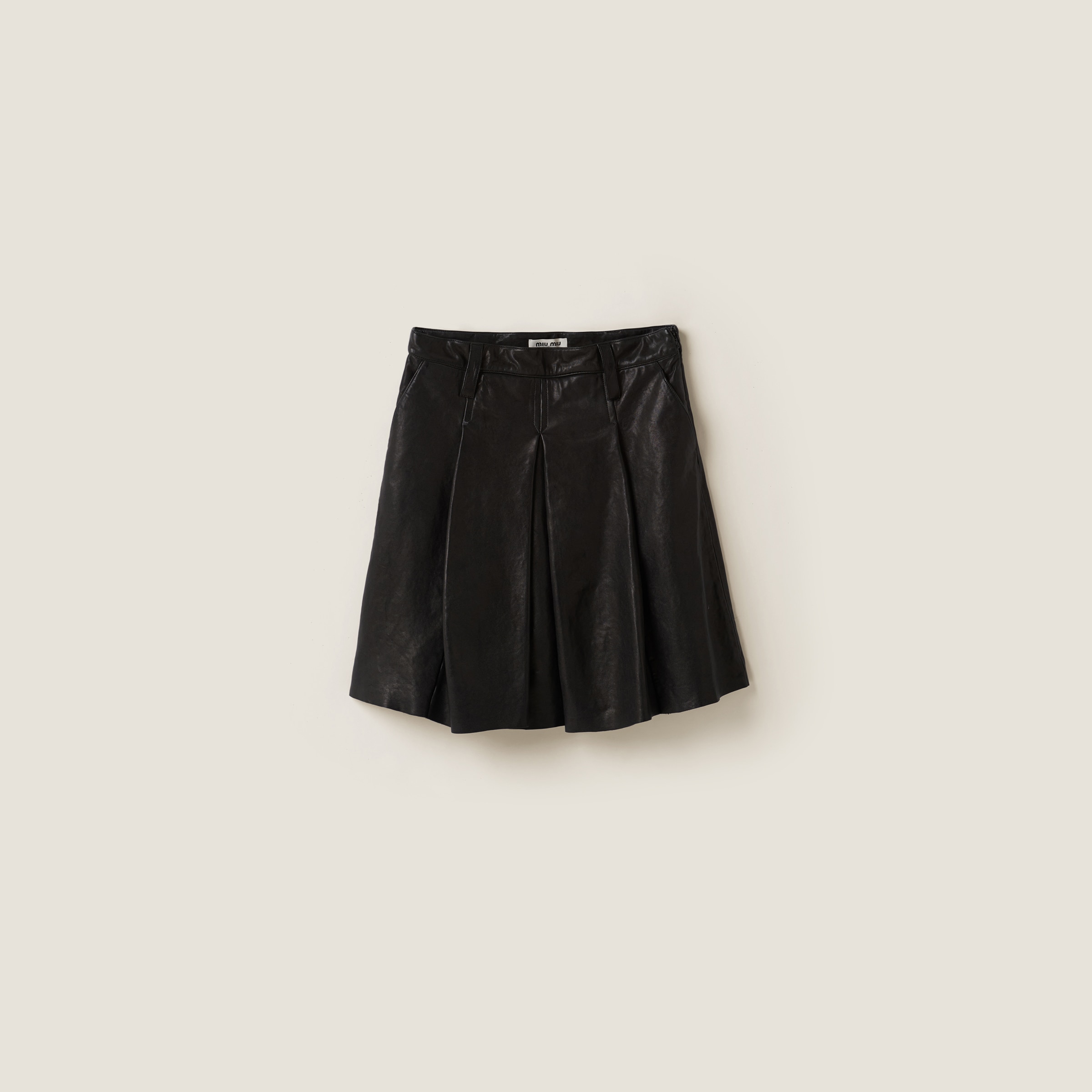 Miumiu Nappa Leather Skirt In Black