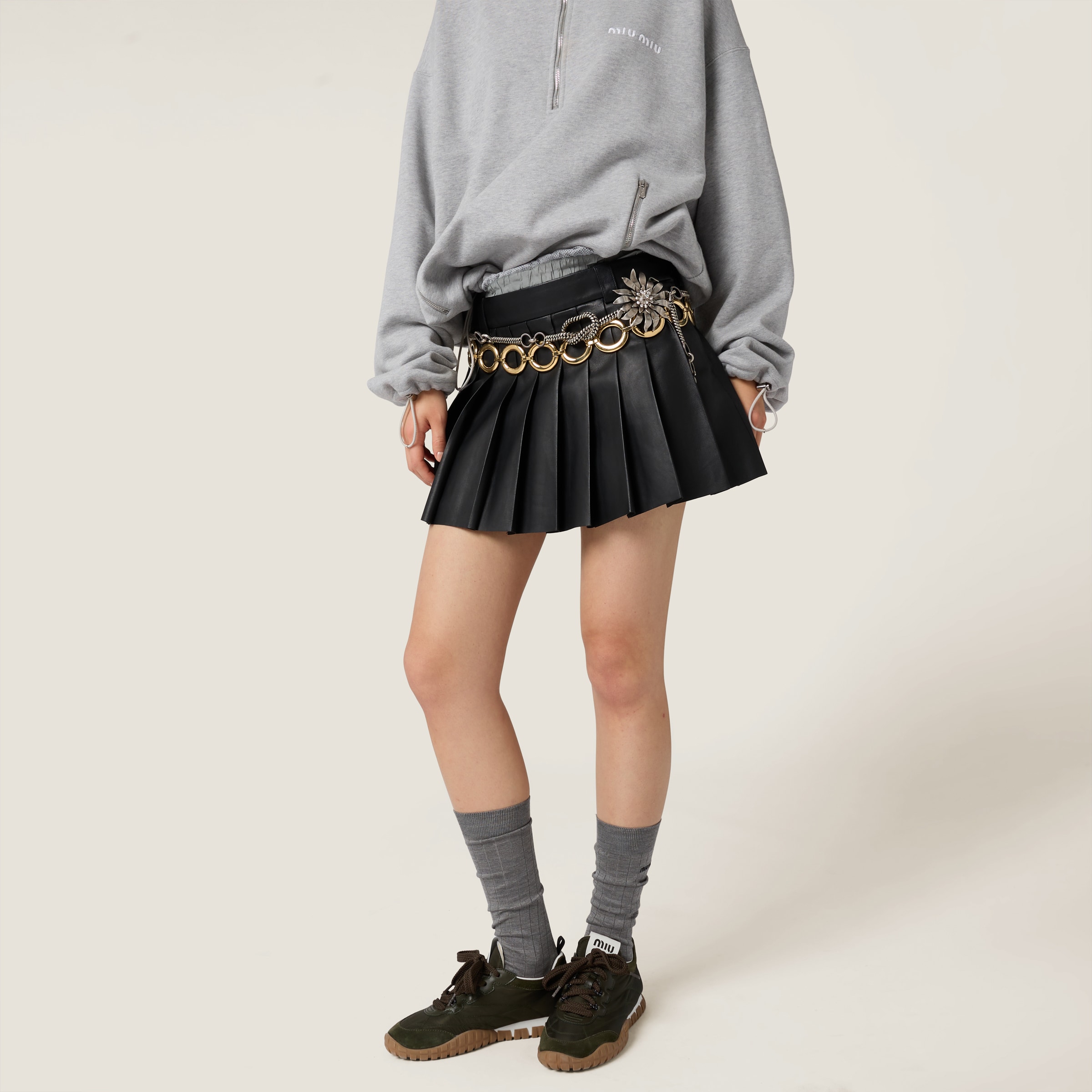 ブラック ナッパレザー スカート | Miu Miu ブラック ナッパレザー スカート | Miu Miu