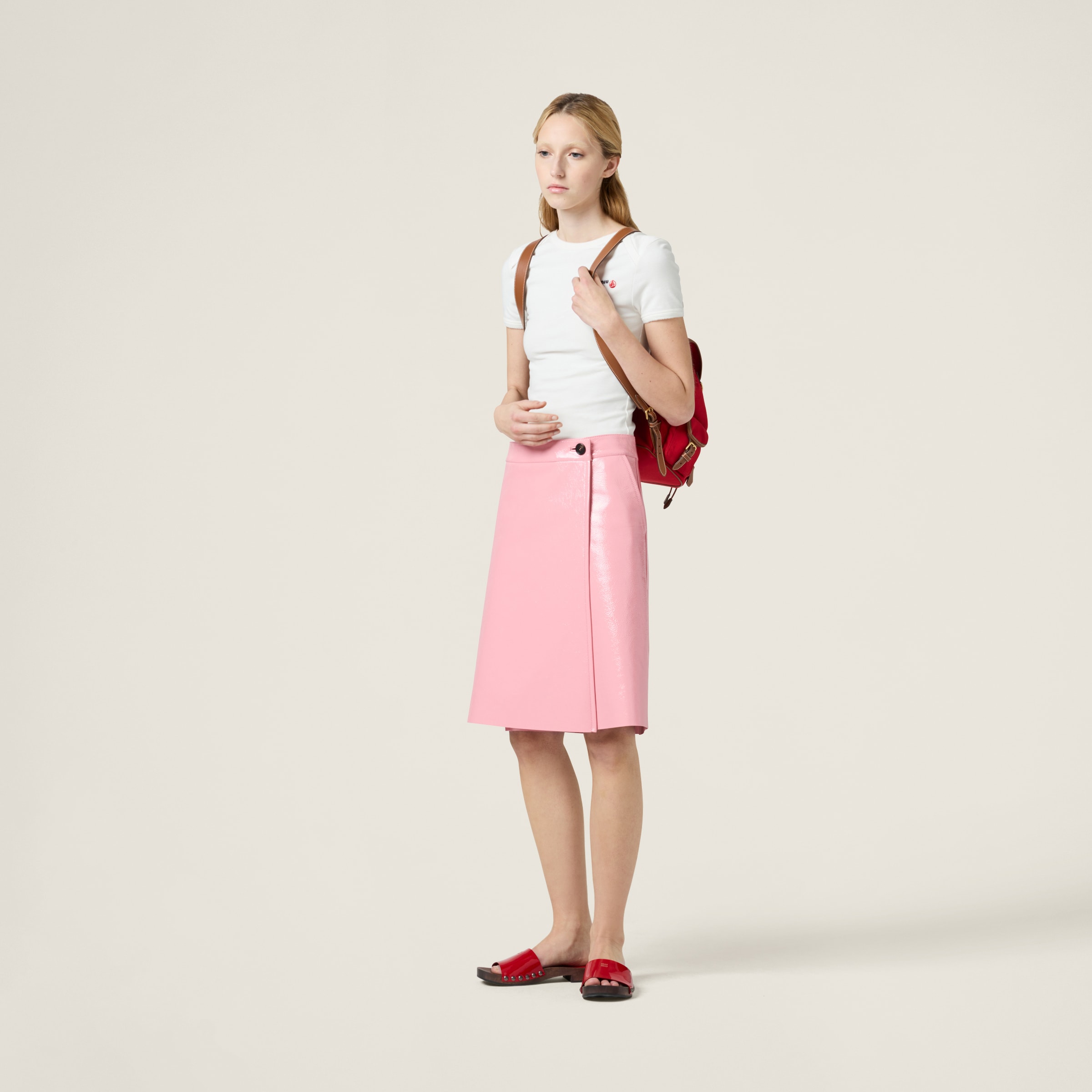 Miu Miu Naplak Wraparound Skirt In Pink