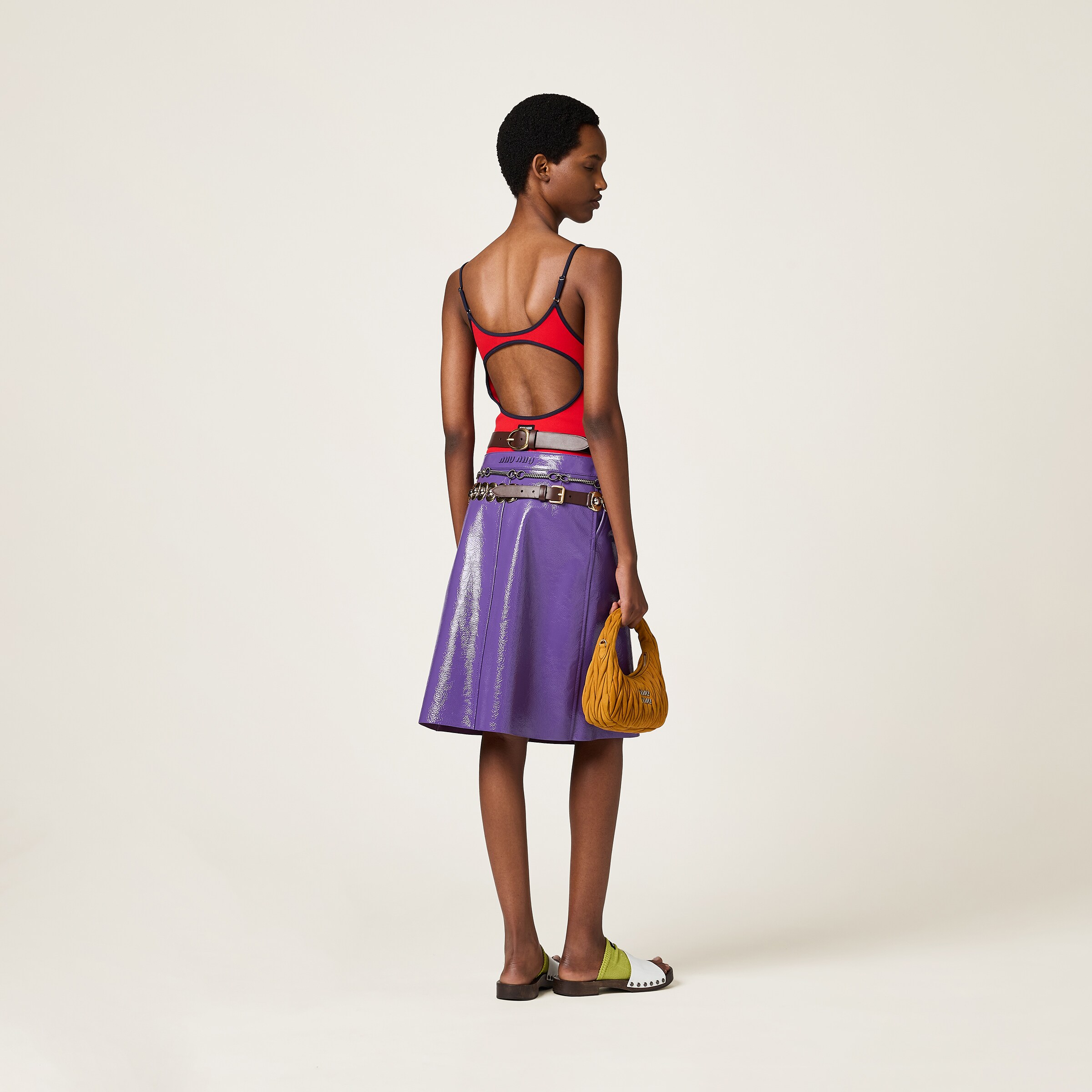 Miu Miu Naplak Wraparound Skirt In Violet