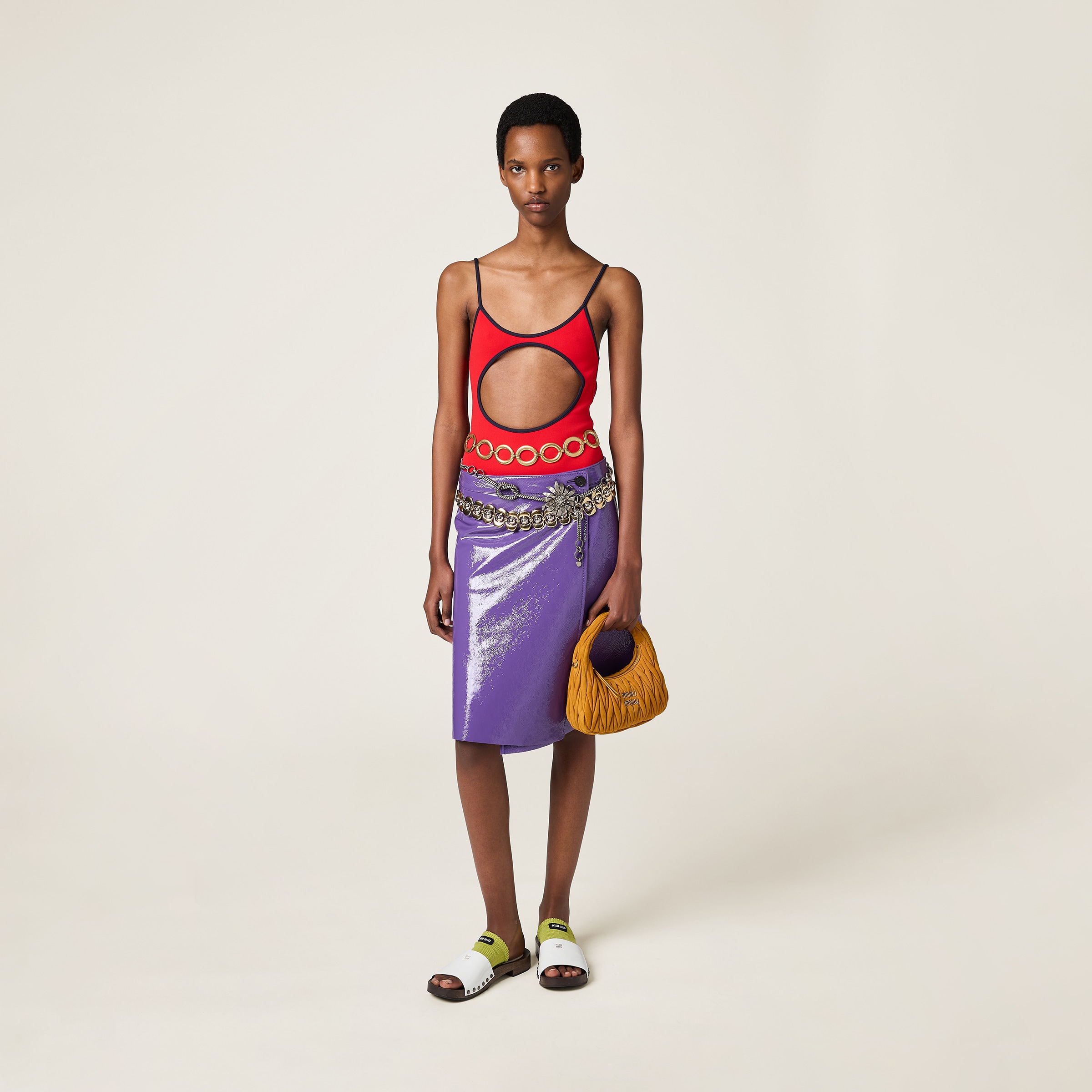 Miu Miu Naplak Wraparound Skirt In Violet
