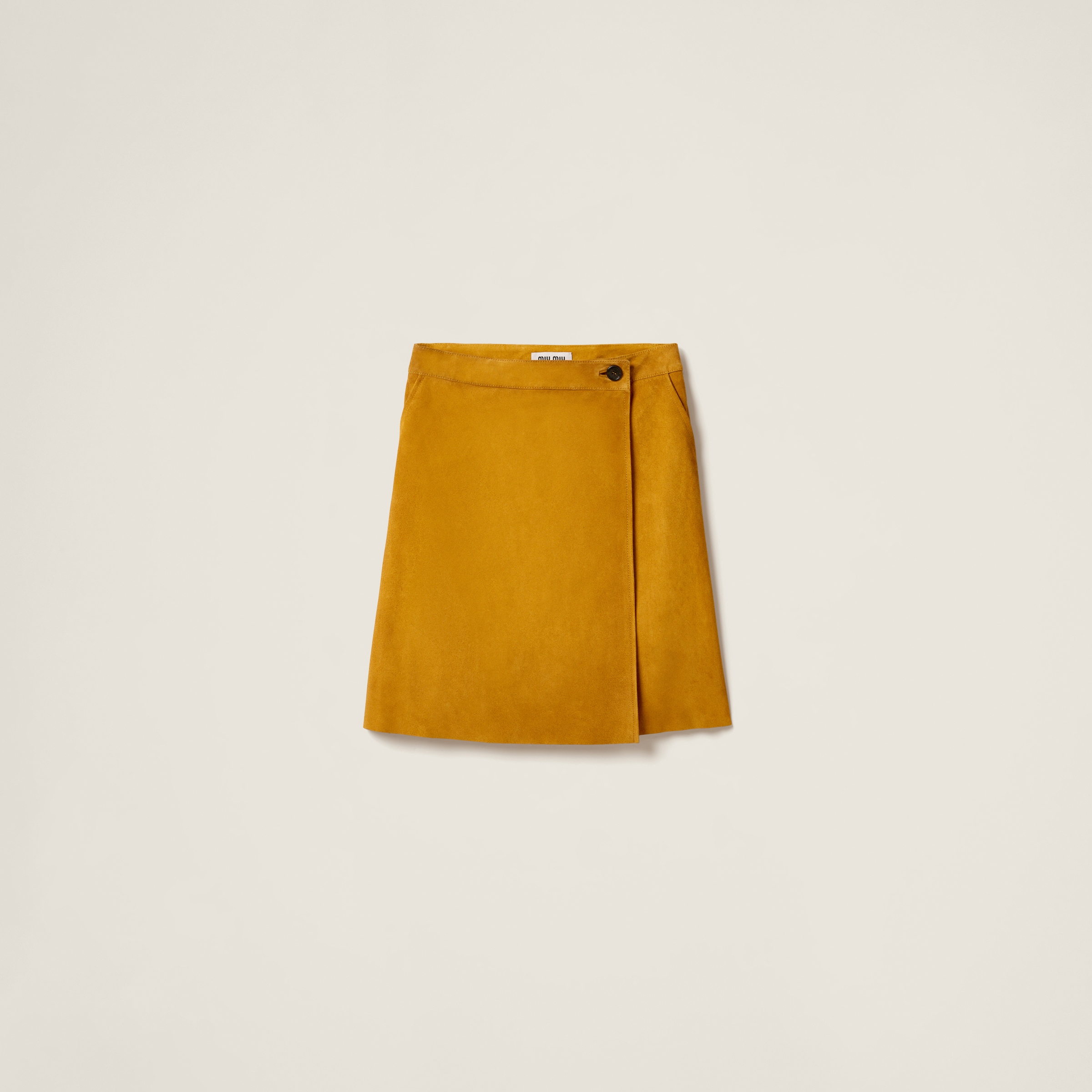 Miu Miu Suede Wraparound Skirt In Whiskey