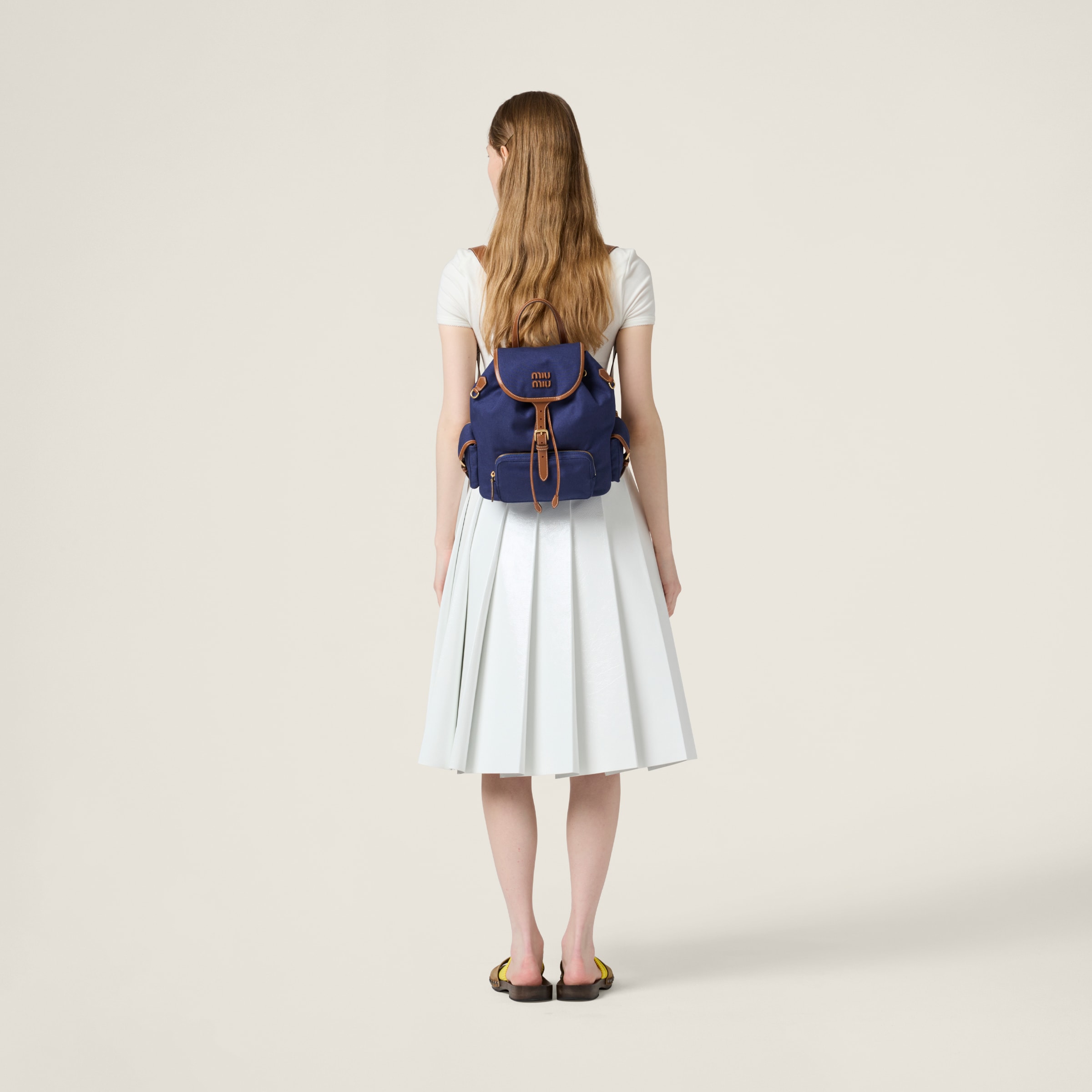 Miu Miu Pleated Naplak Skirt In White