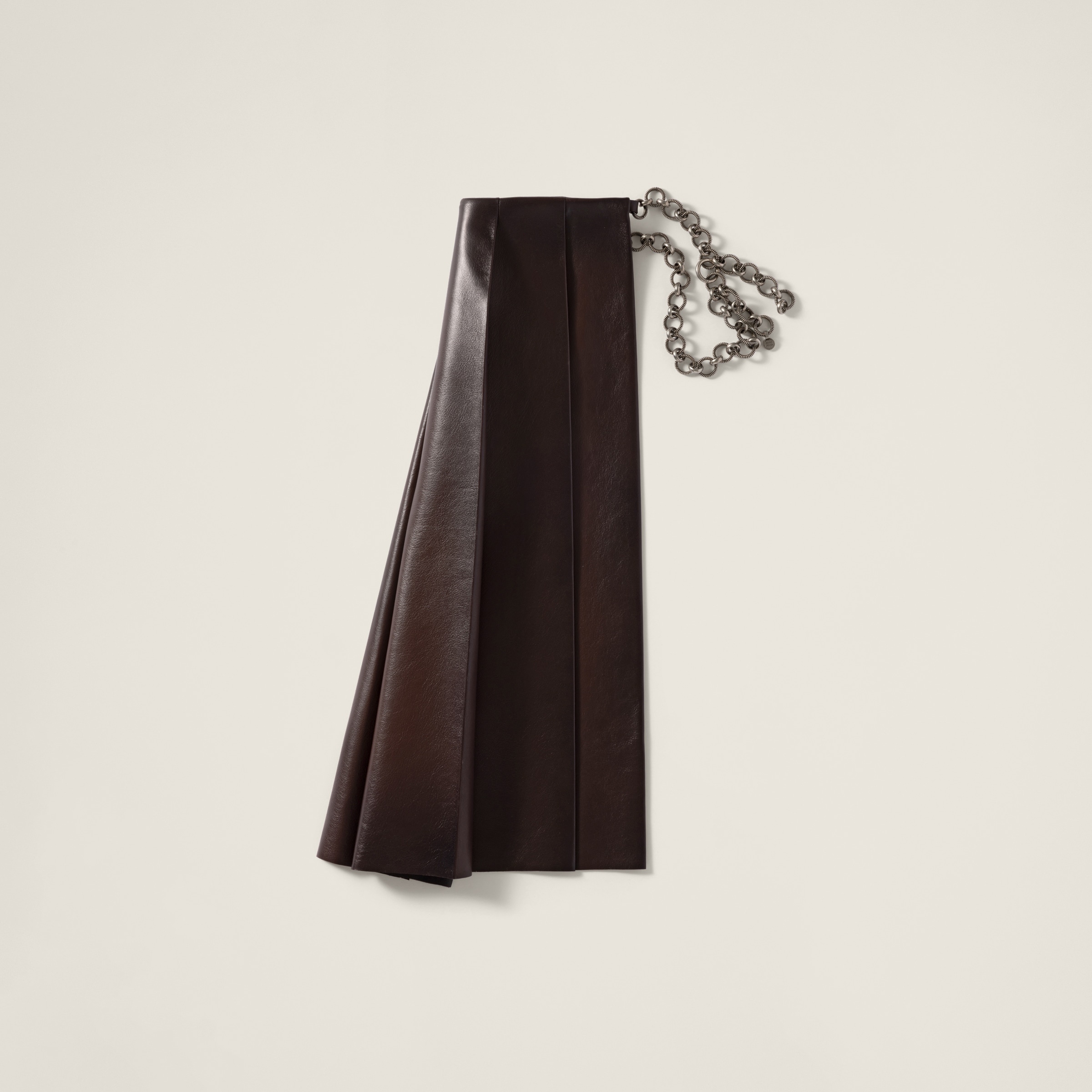 Miu Miu Pleated Nappa Leather Skirt In Sienna
