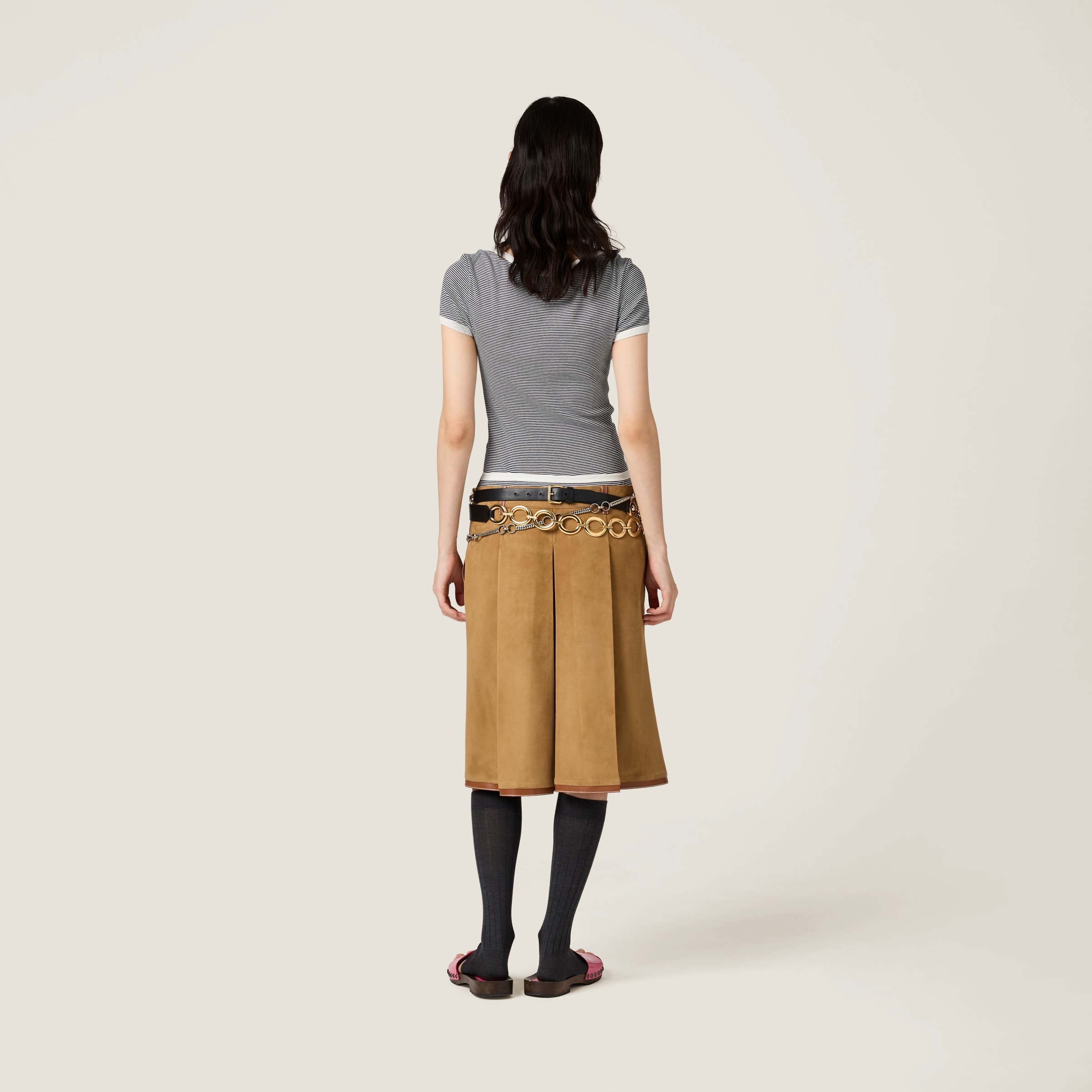 MIU MIU PLEATED SUEDE SKIRT