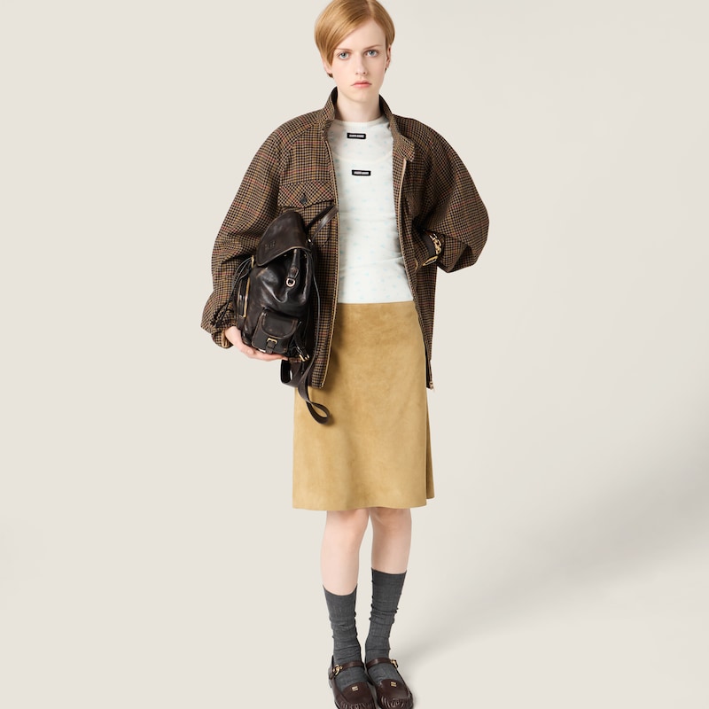 蜡面绒面革半身裙