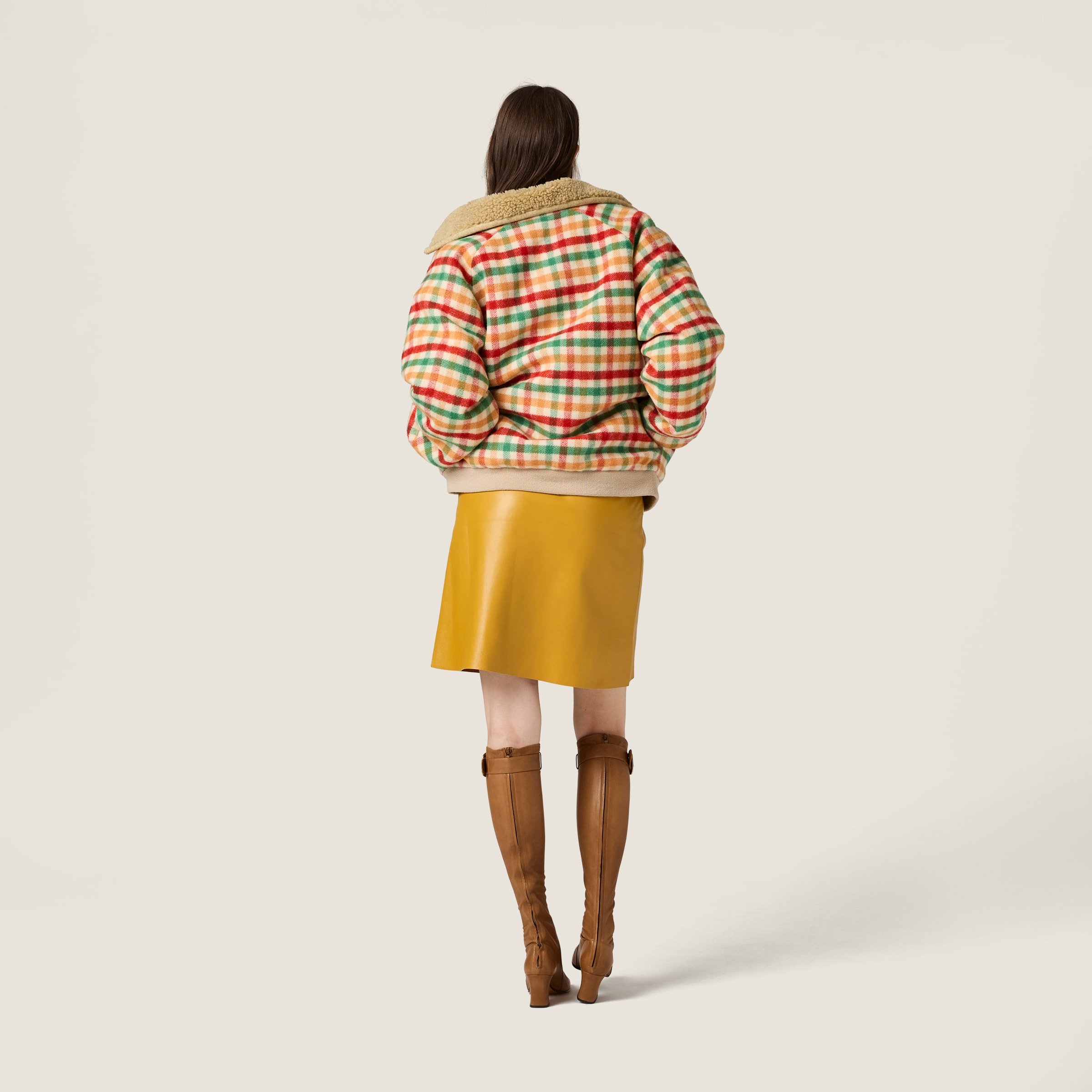 Miu Miu Nappa Leather Skirt In Yellow