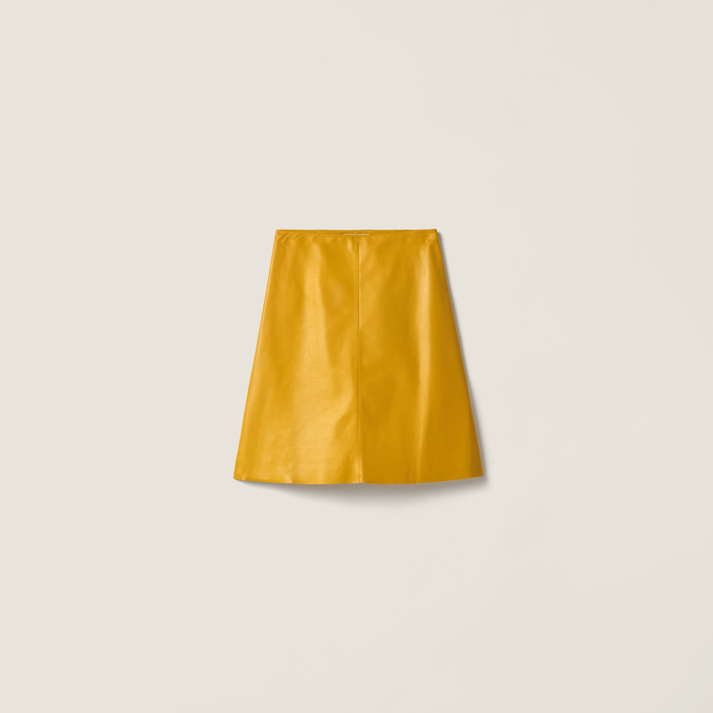 Miu Miu Nappa Leather Skirt In Yellow