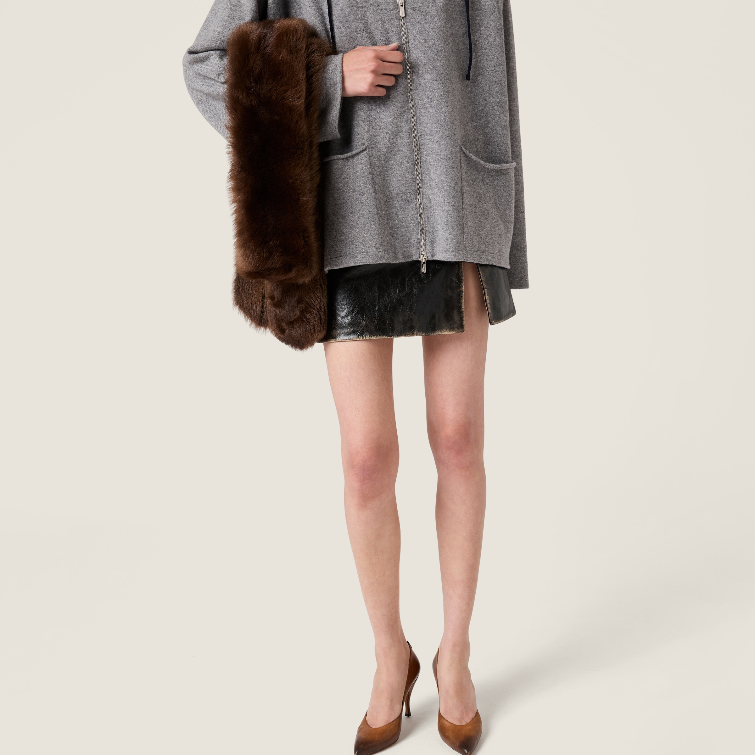 Black Leather Miniskirt | Miu Miu - Turkey