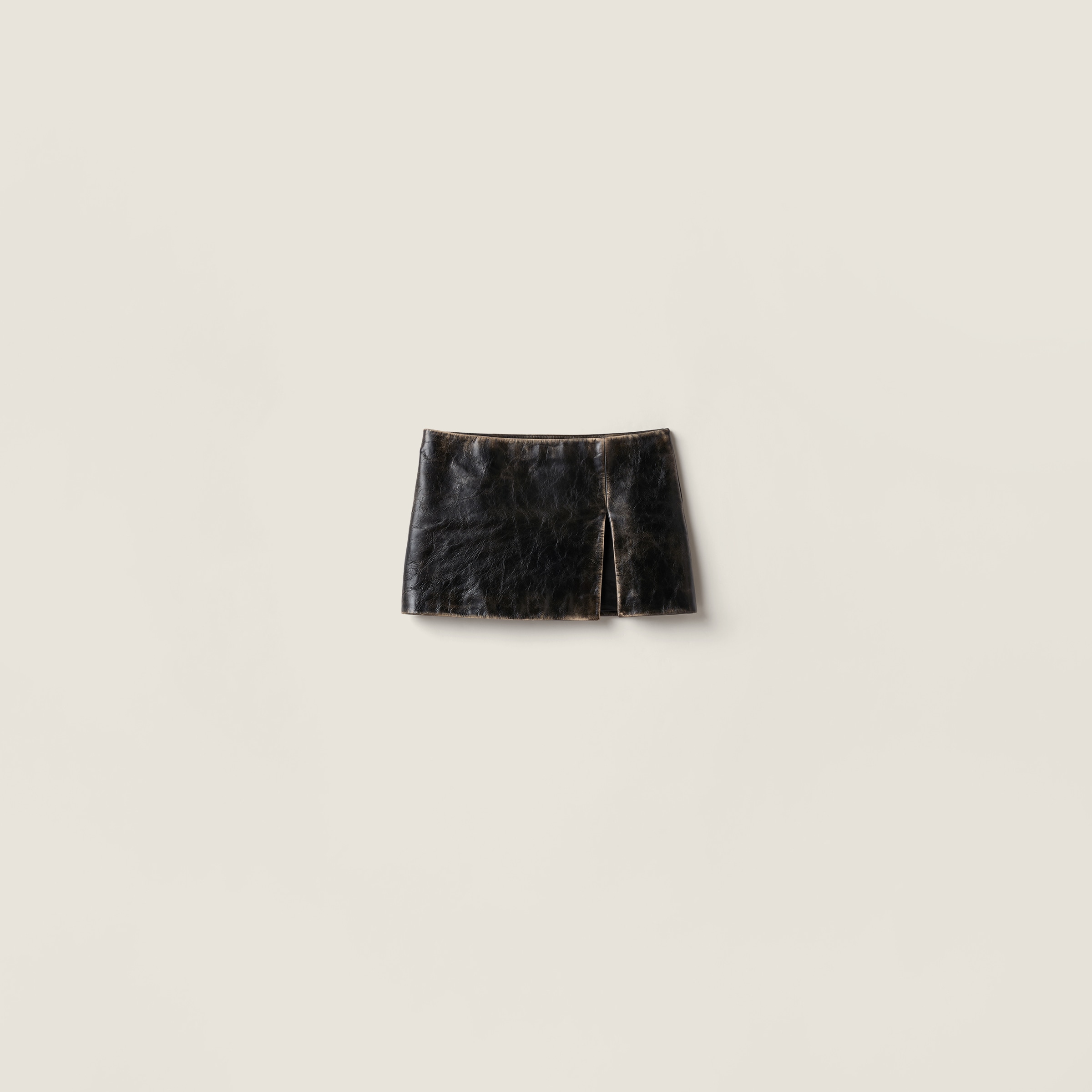 Miu Miu Leather Miniskirt In Black