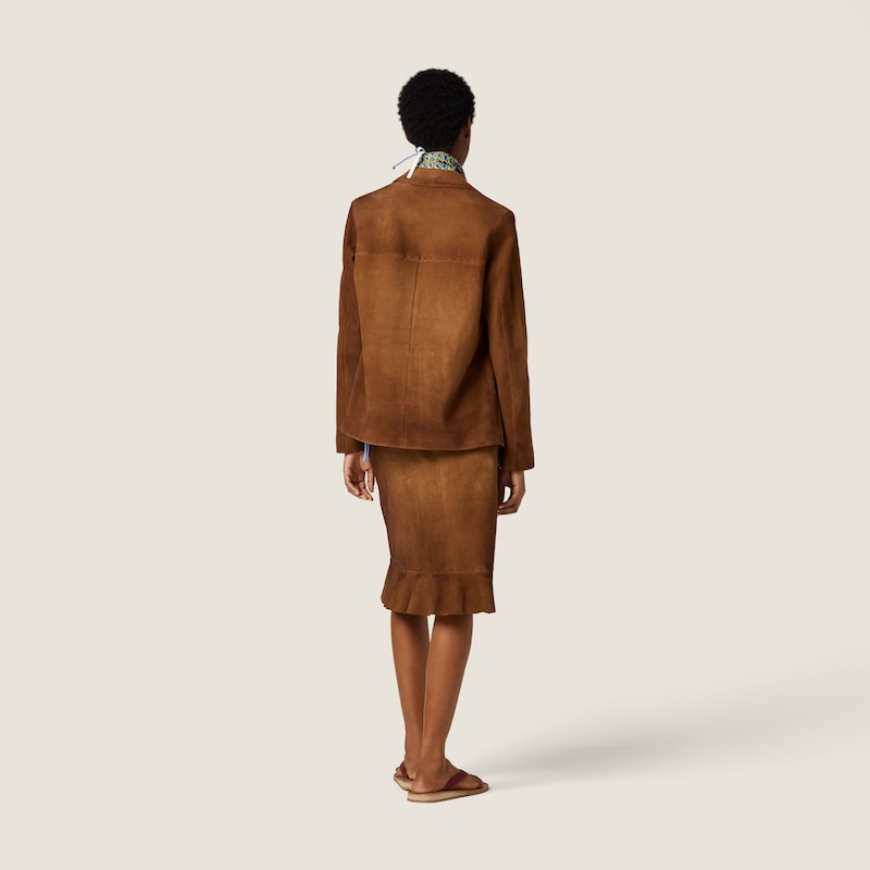 Waxed suede skirt