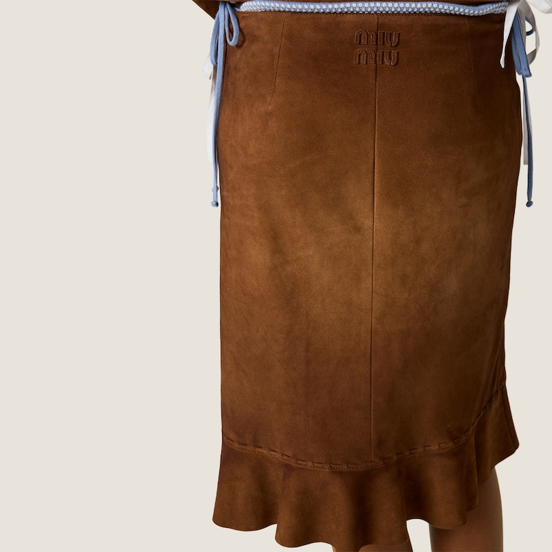 Waxed suede skirt
