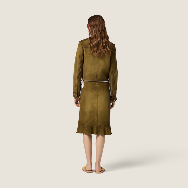 Waxed suede skirt