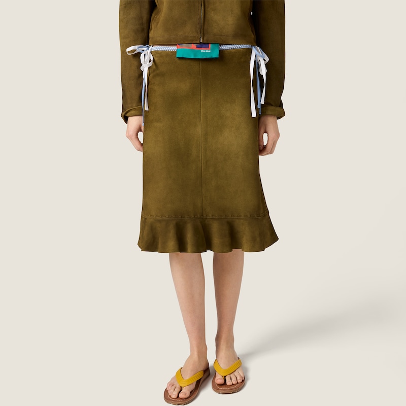 Waxed suede skirt