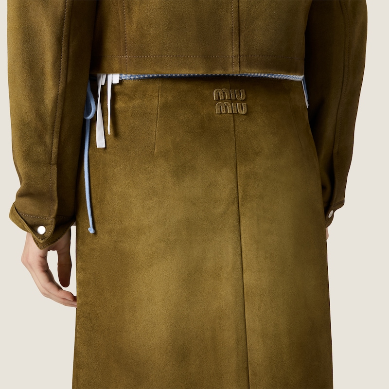 Waxed suede skirt