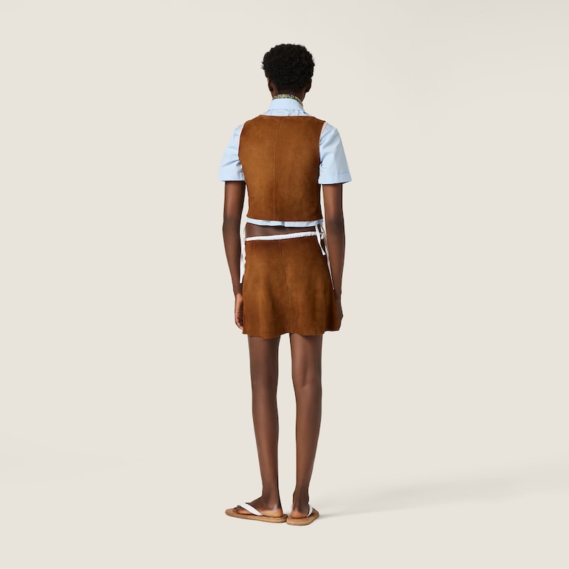 Waxed suede miniskirt