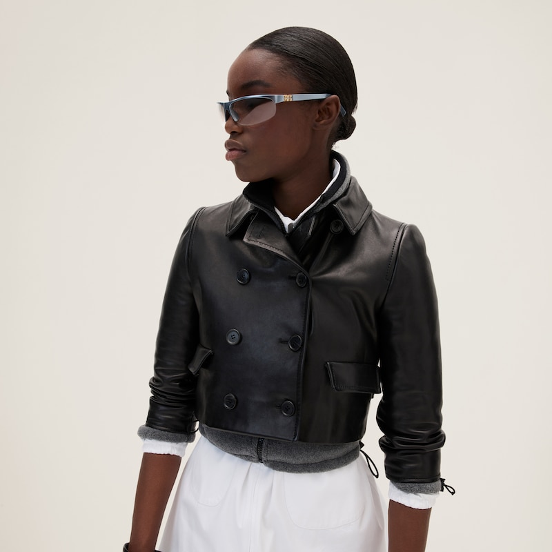 Veste à double boutonnage en cuir