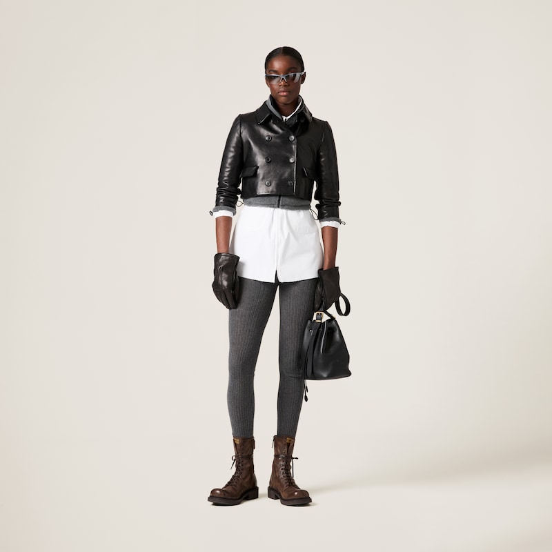 Veste à double boutonnage en cuir