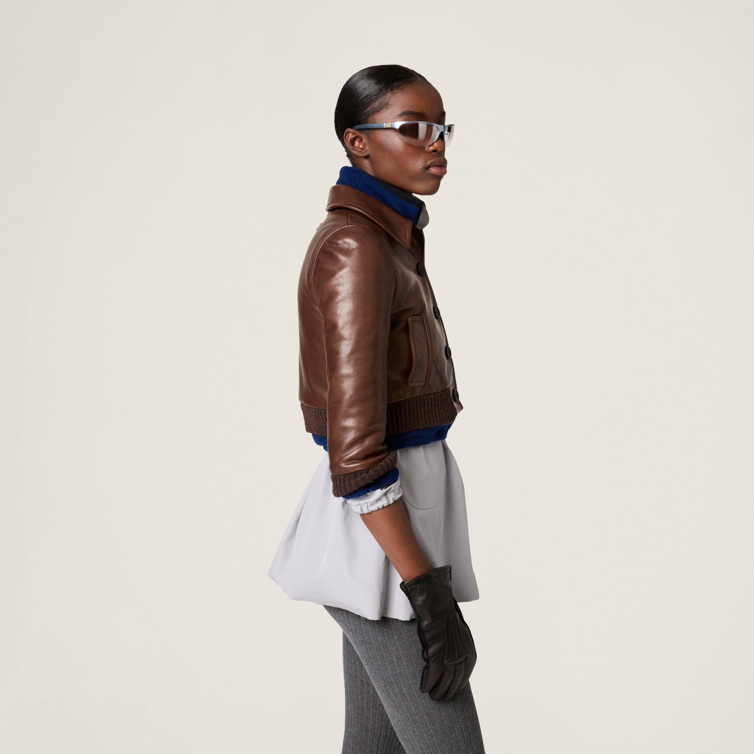 Leather jacket Miu Miu Red size 40 IT in Leather - 50303327