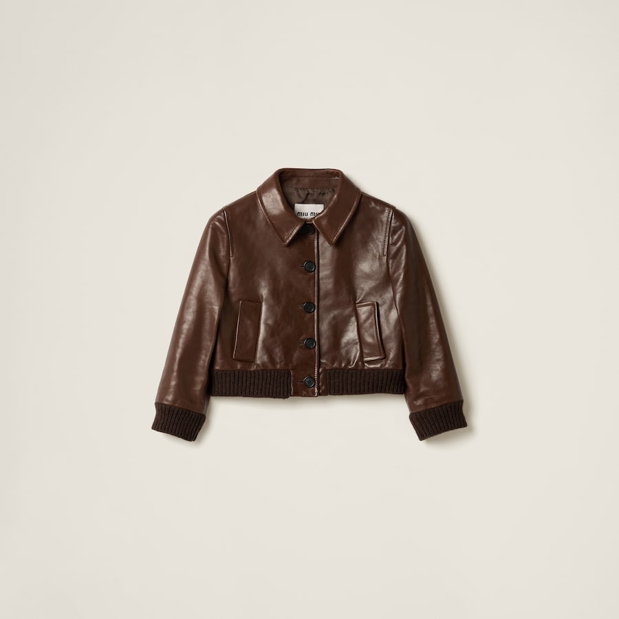 Sienna Cropped Leather Jacket Miu Miu