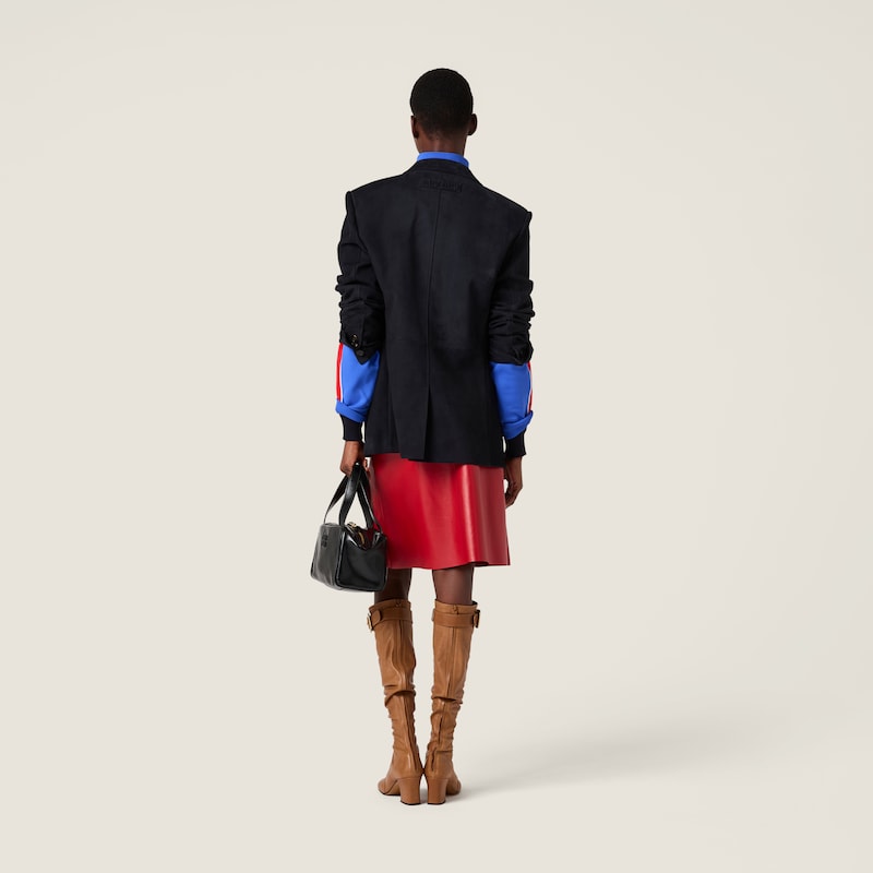 蜡面绒面皮夹克