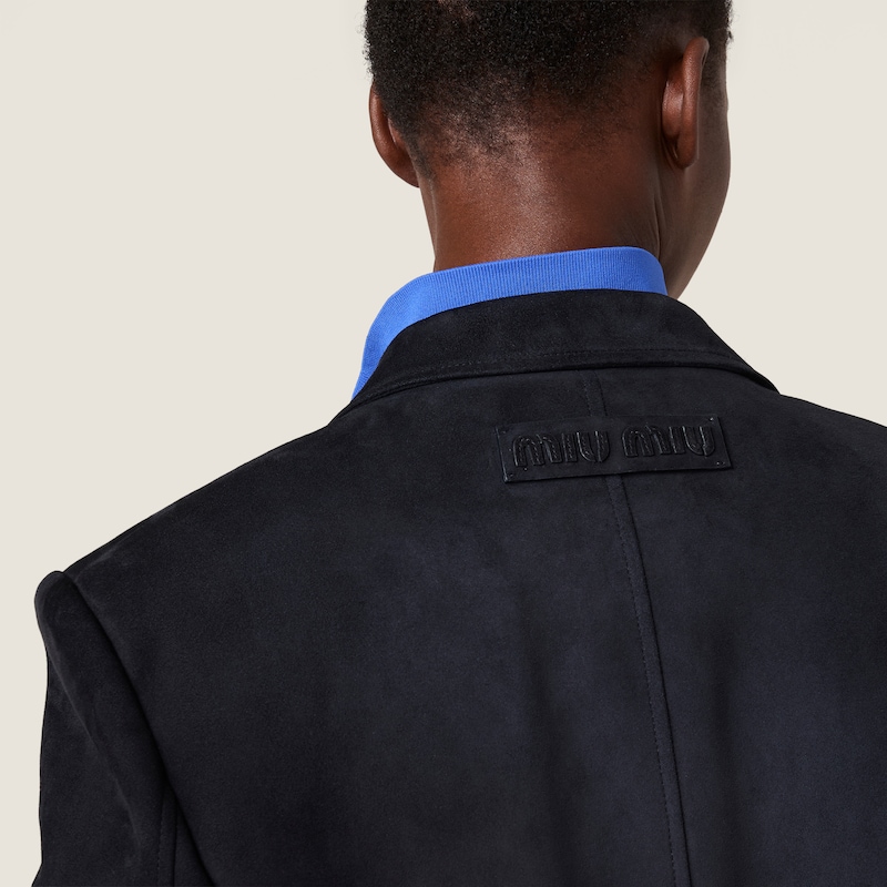 蜡面绒面皮夹克