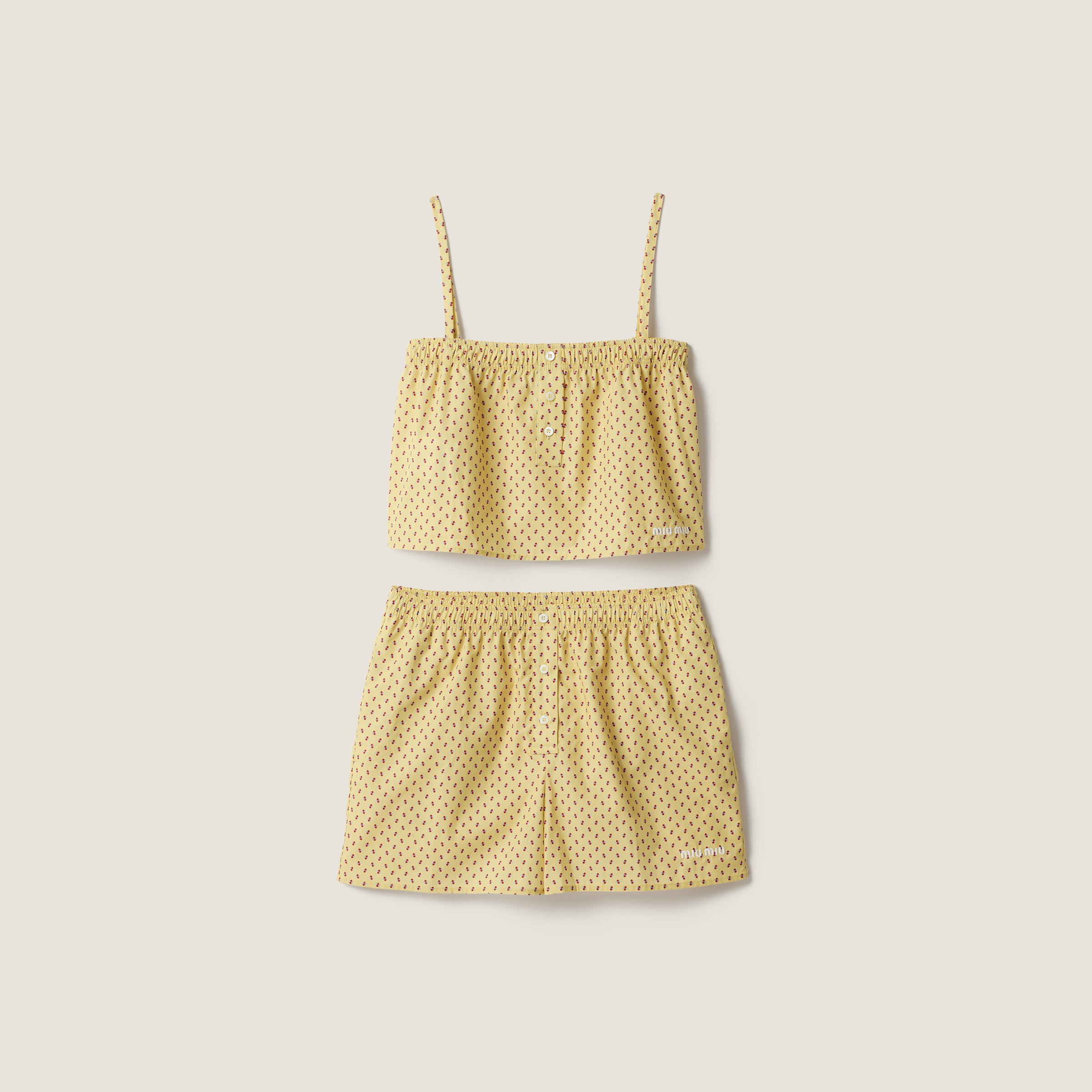 Poplin top and shorts by Miu Miu