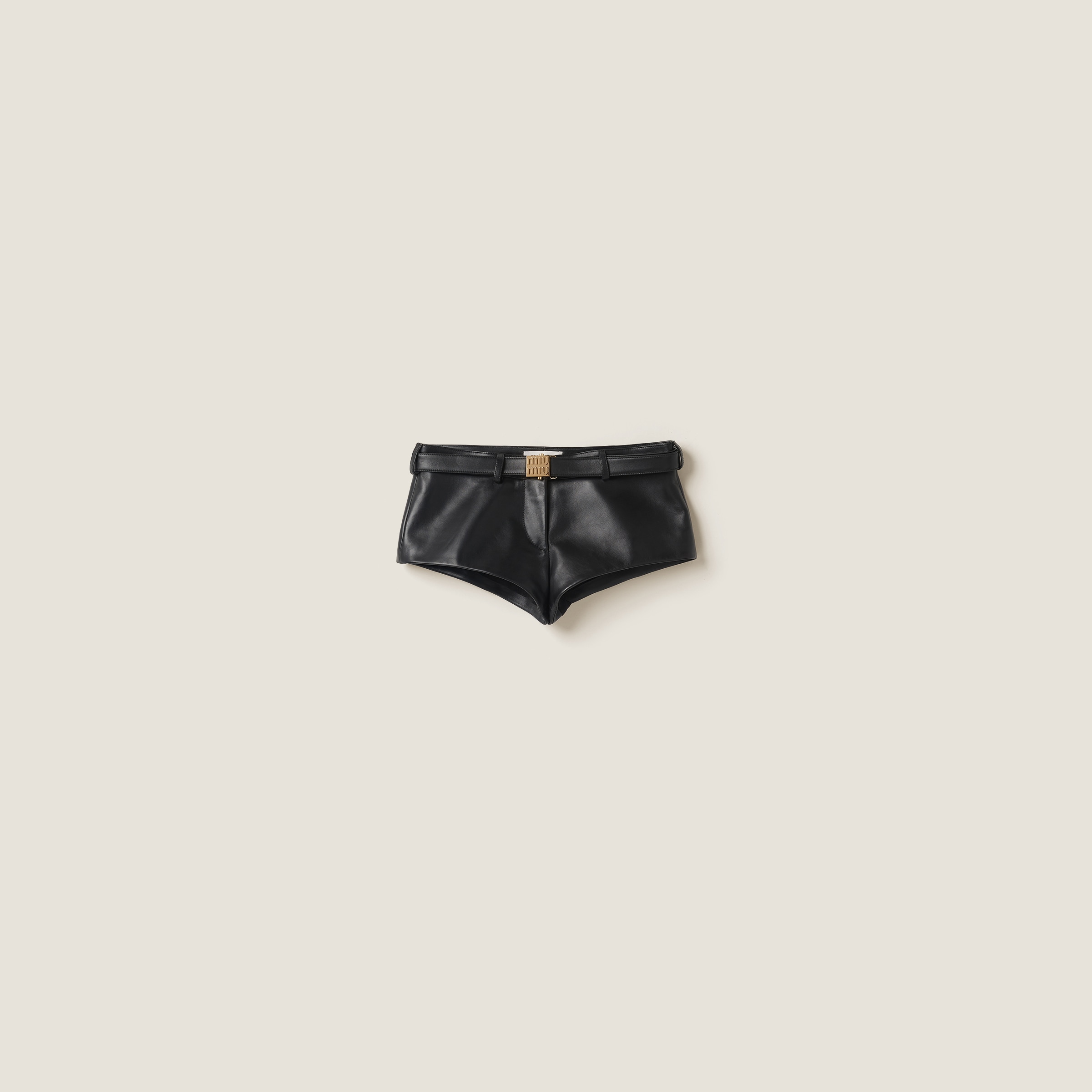 Miu Miu Nappa Leather Shorts In Black