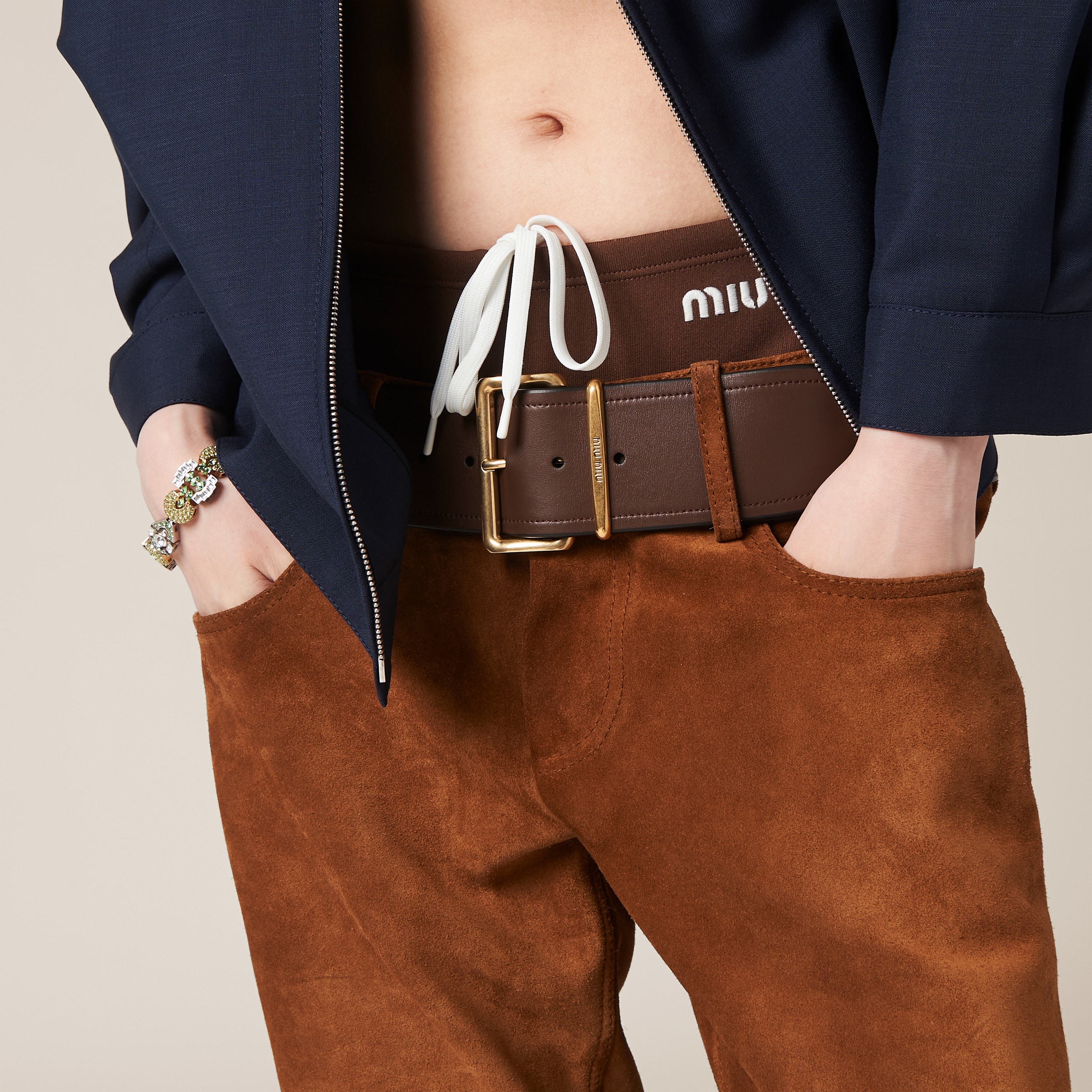 Miu Miu Suede Pants In Cinnamon