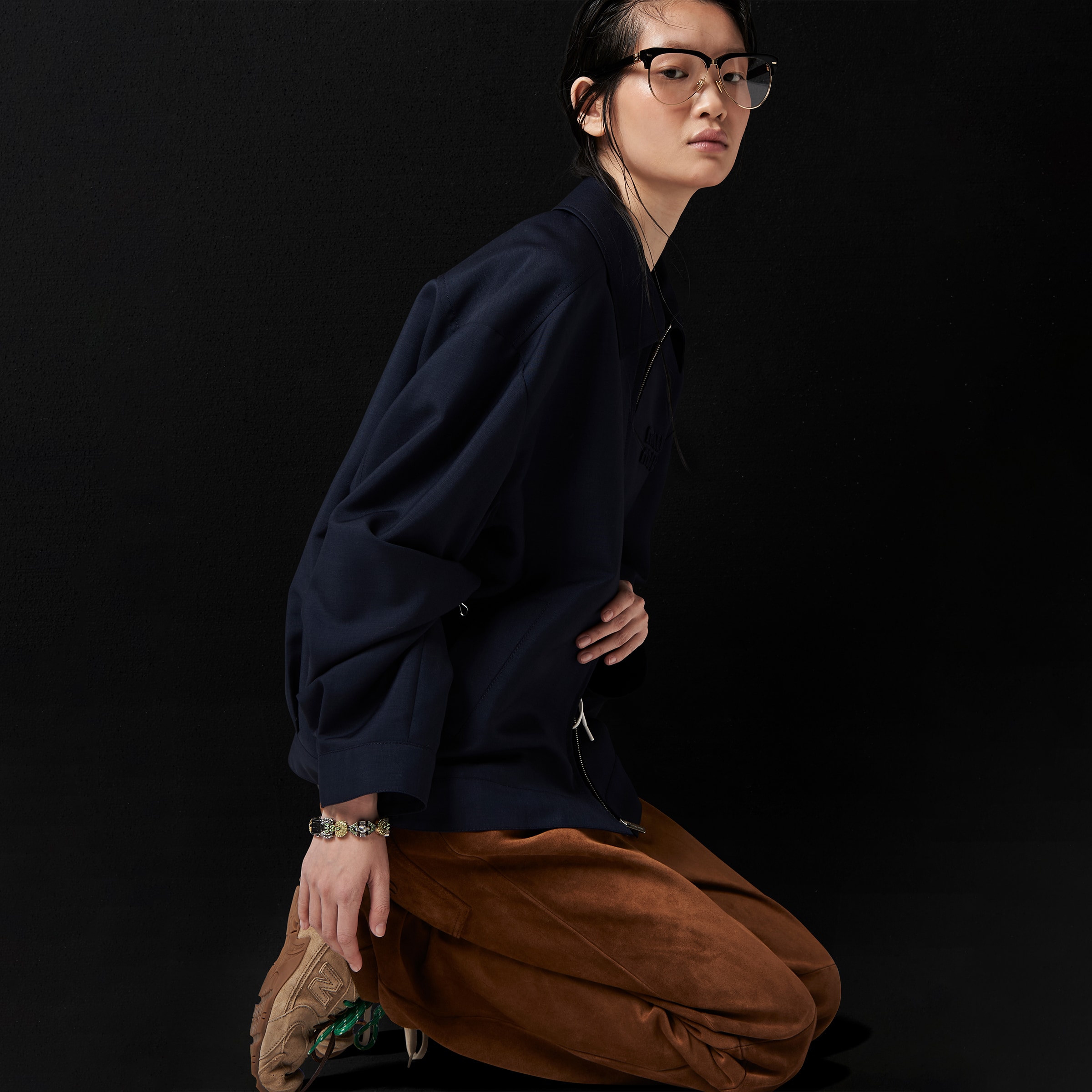 MIUMIU 90S Suede leather Pants Bottoms Brown 38