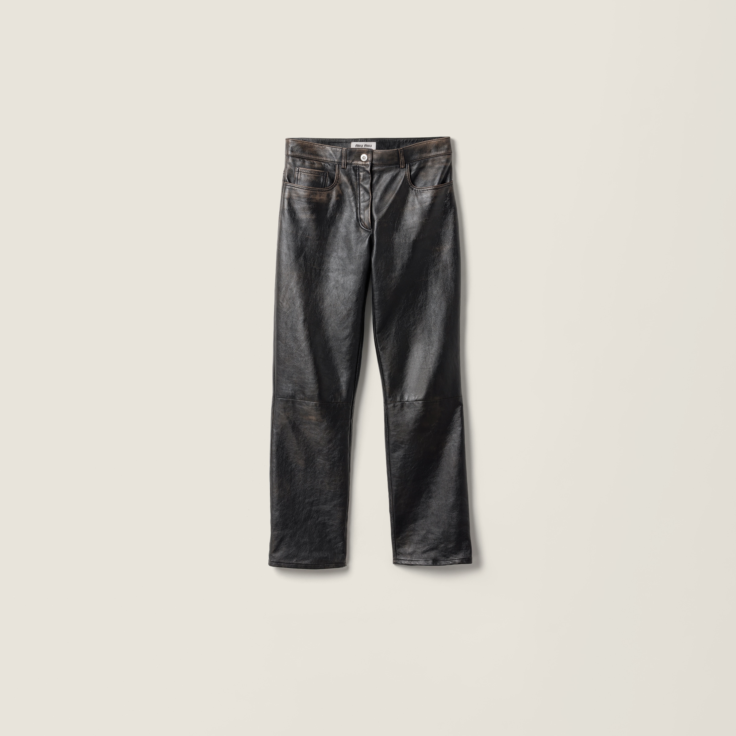Miu Miu Nappa Leather Pants In Black