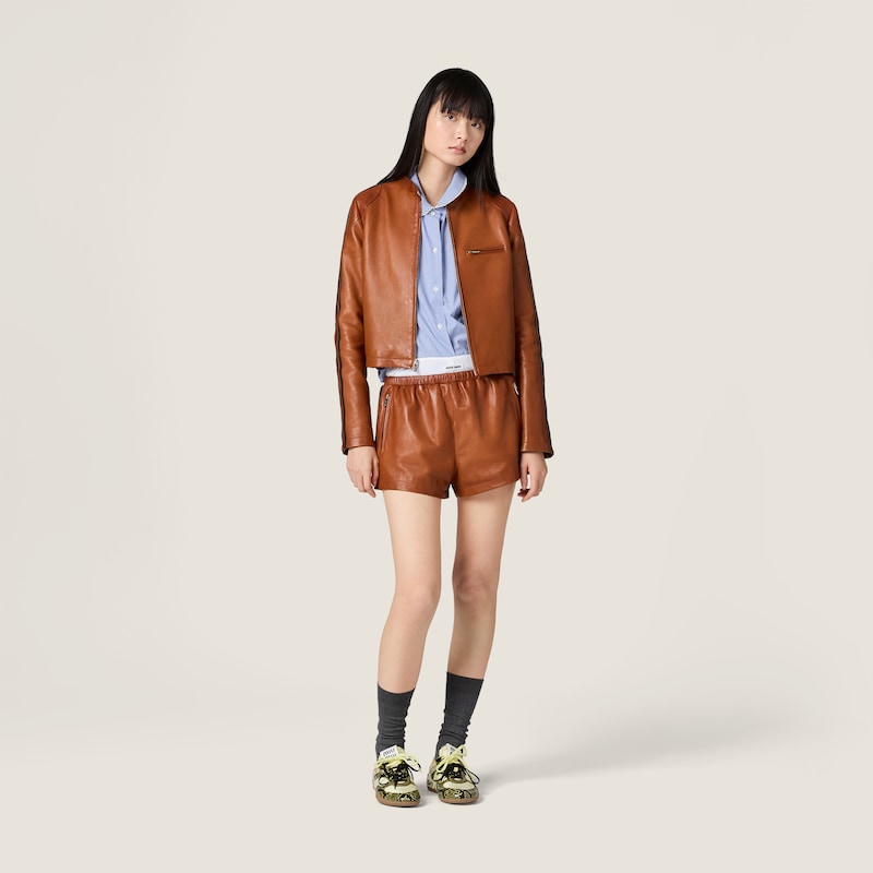 Nappa leather shorts