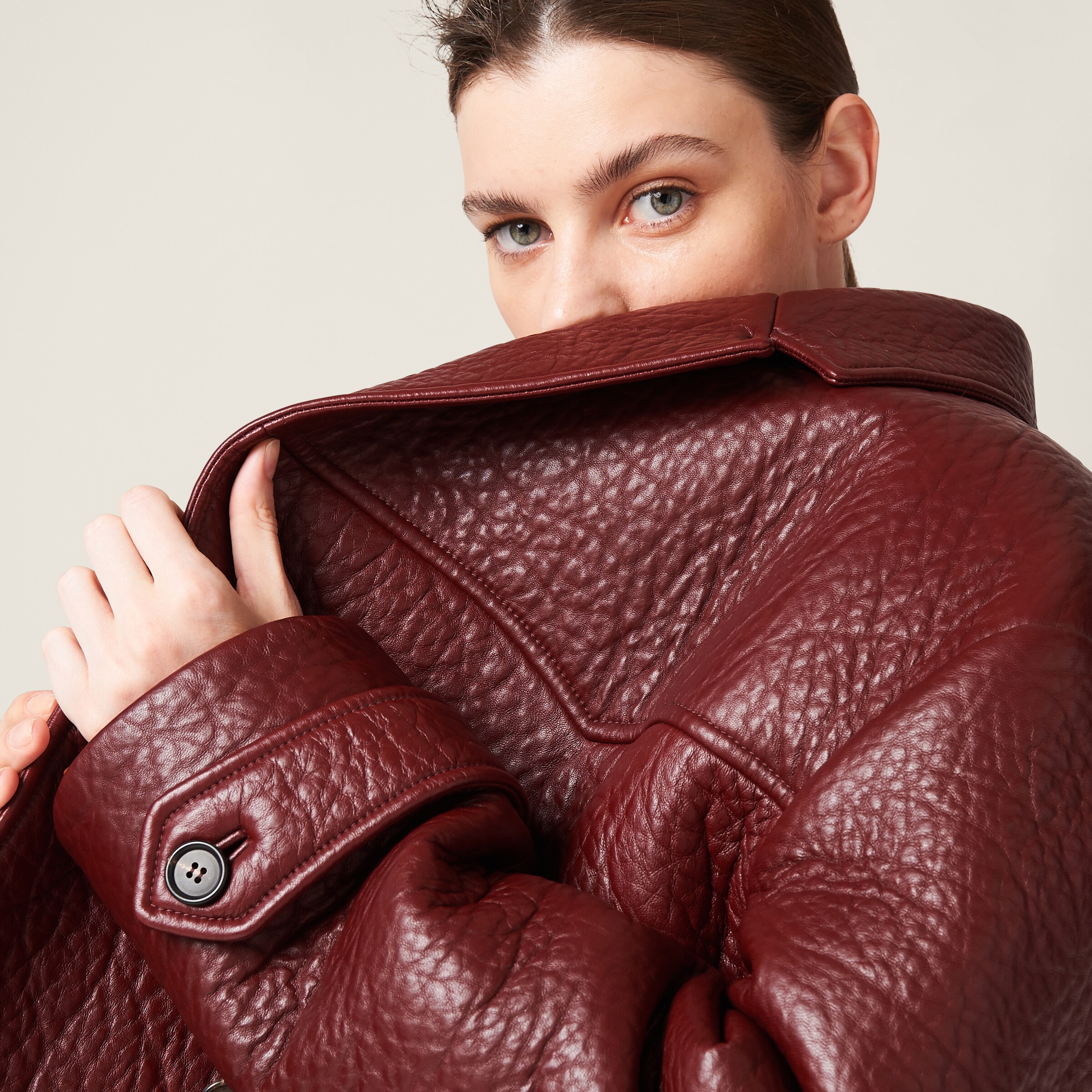 Amaranth Red maize Yellow Double breasted Nappa Leather Jacket Miu Miu