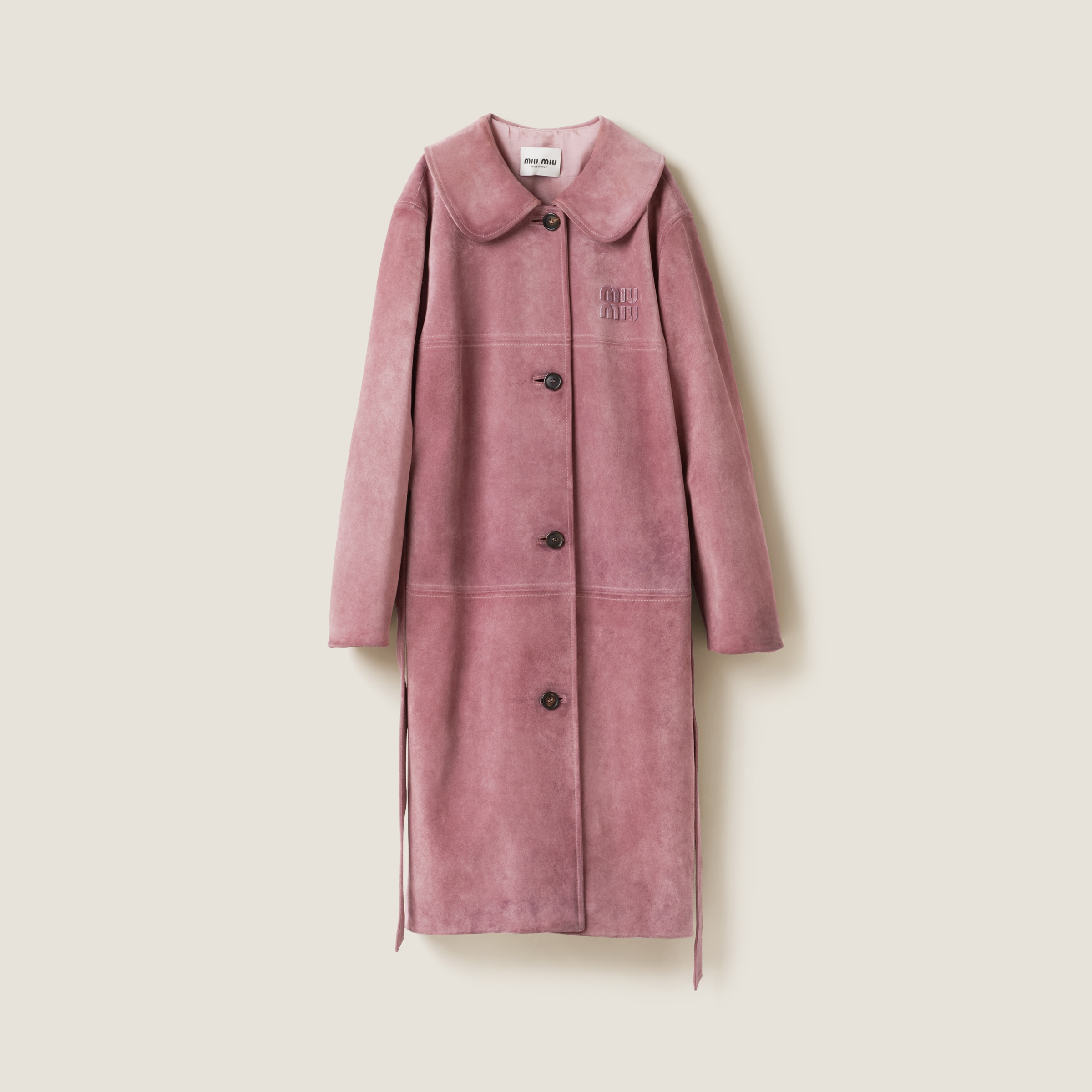 Miumiu Suede Coat In Pink