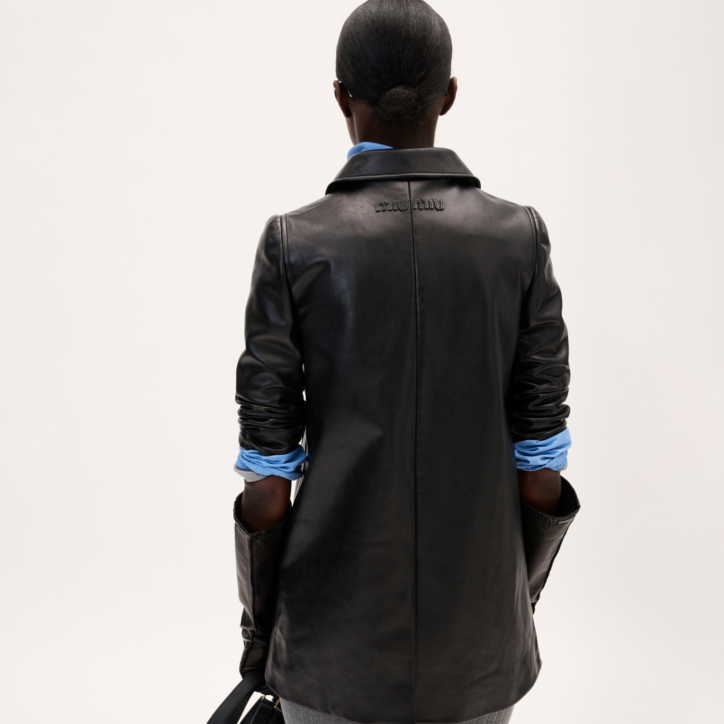 Black Leather Coat | Miu Miu Black Leather Coat | Miu Miu