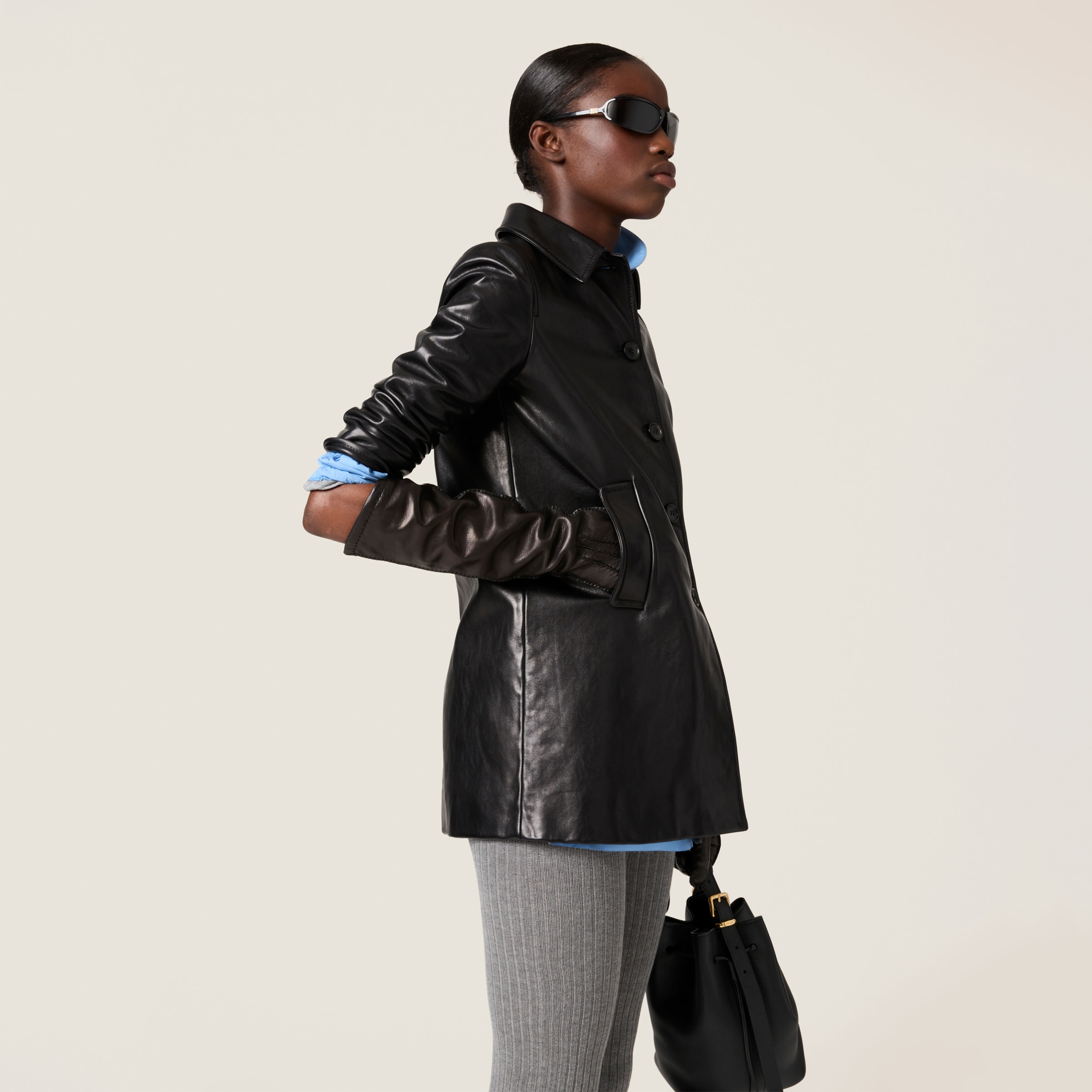 Miu miu leather coat sale