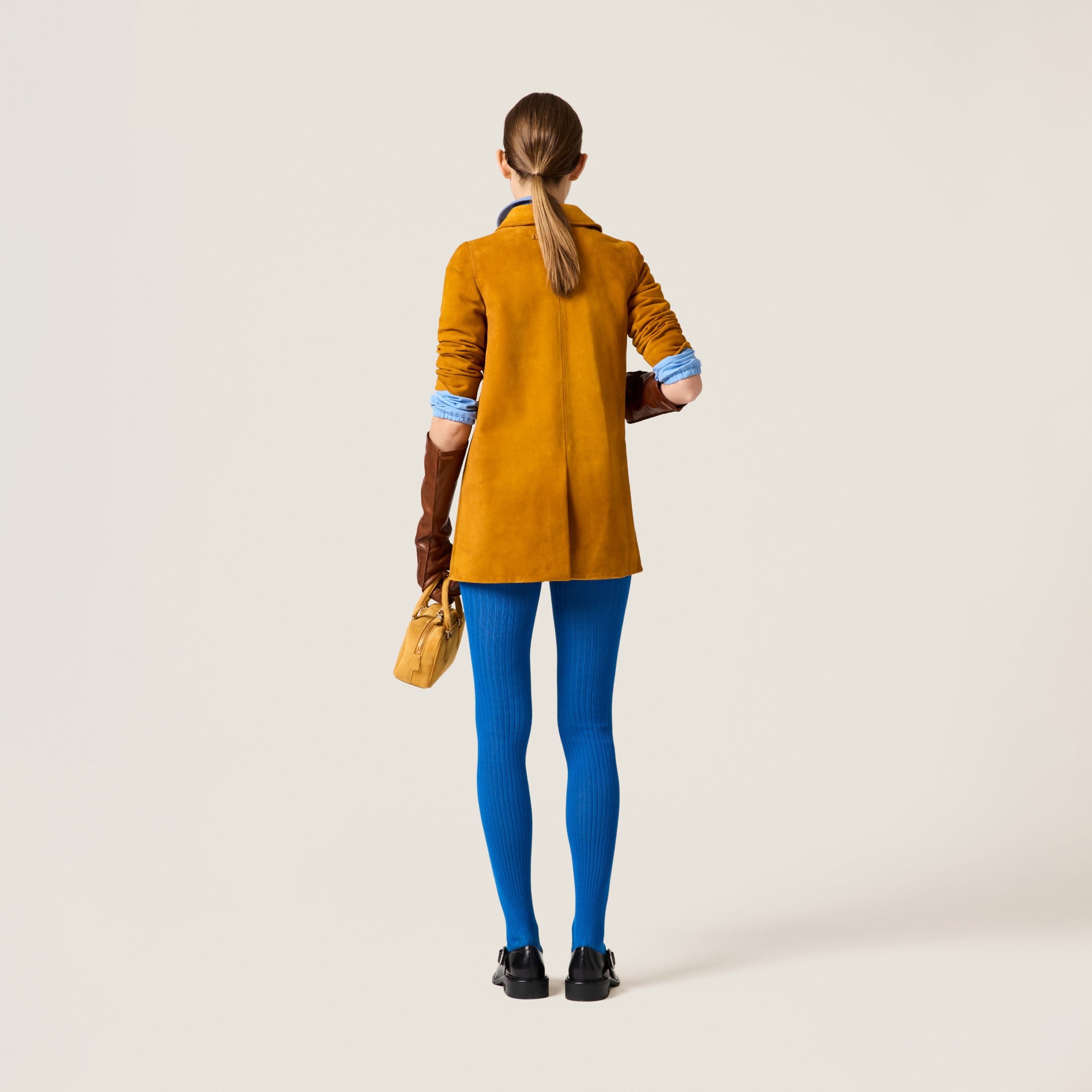 Miu Miu Suede Coat In Whiskey