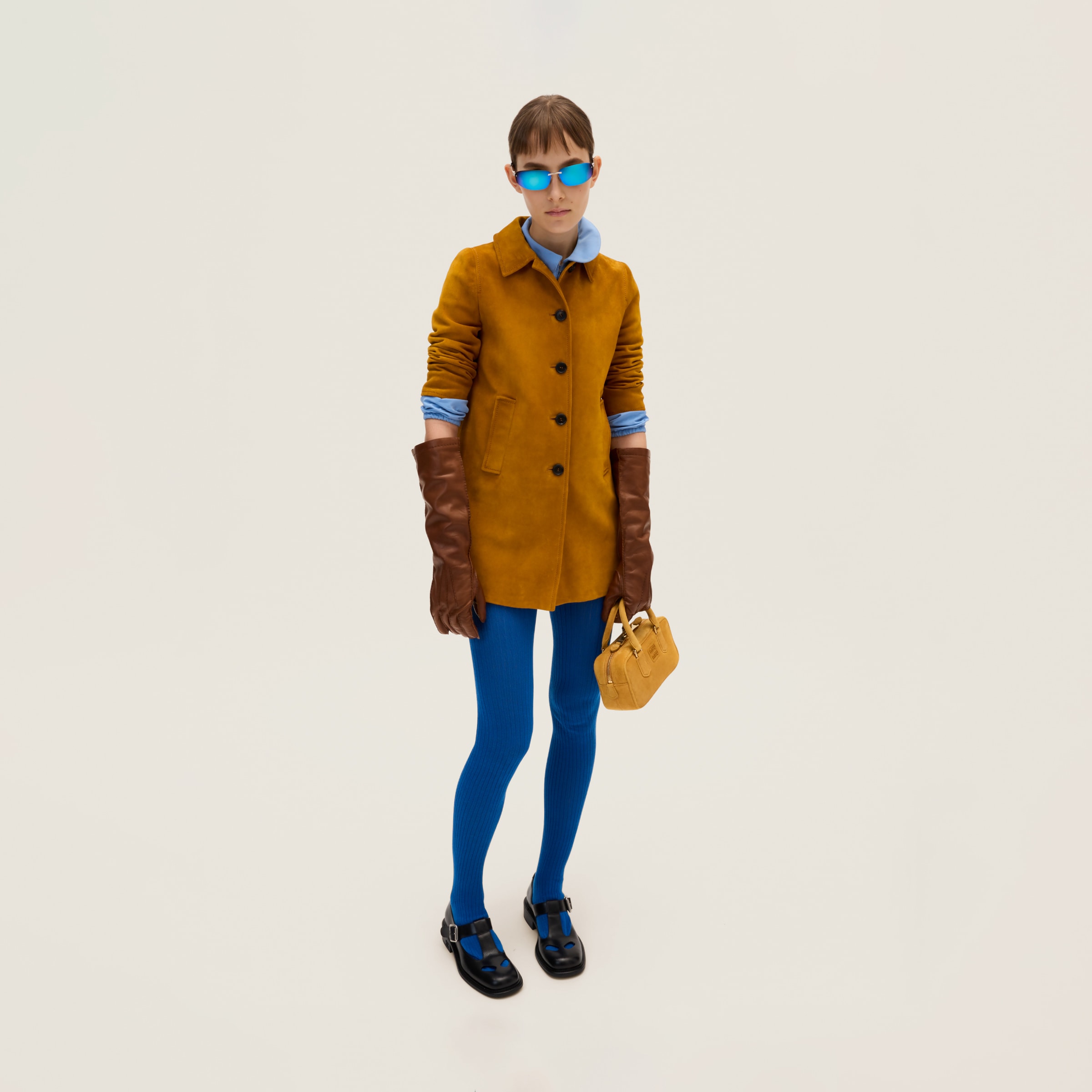 Miu Miu Suede Coat In Whiskey