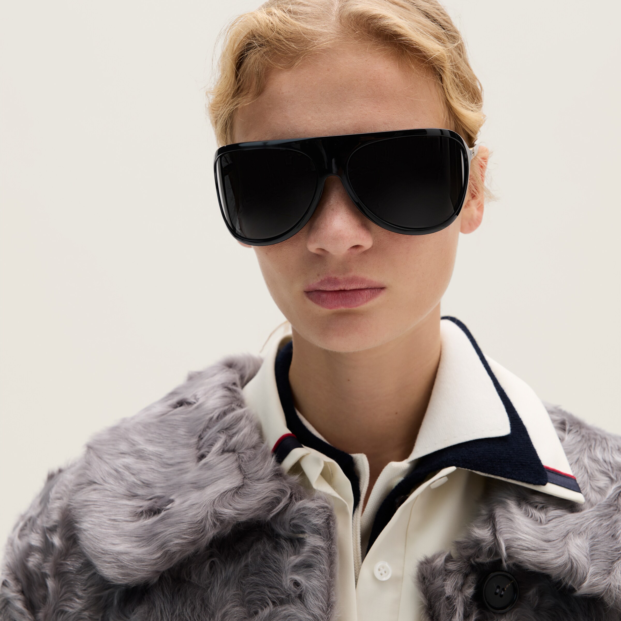 Miu Miu Chekiang Lambskin Coat In Cloudy Gray