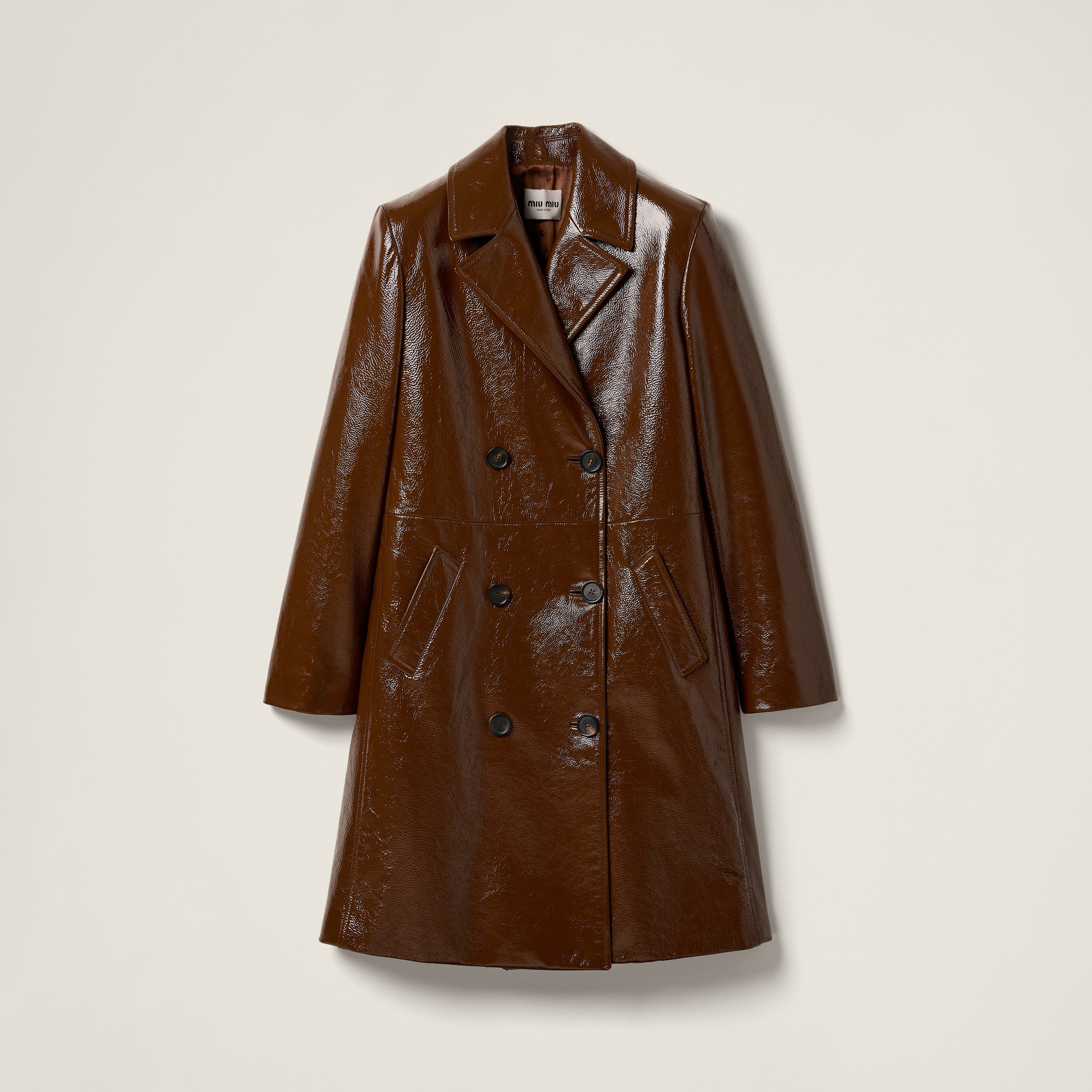 Miu Miu Double-breasted Naplak Coat In Palisander