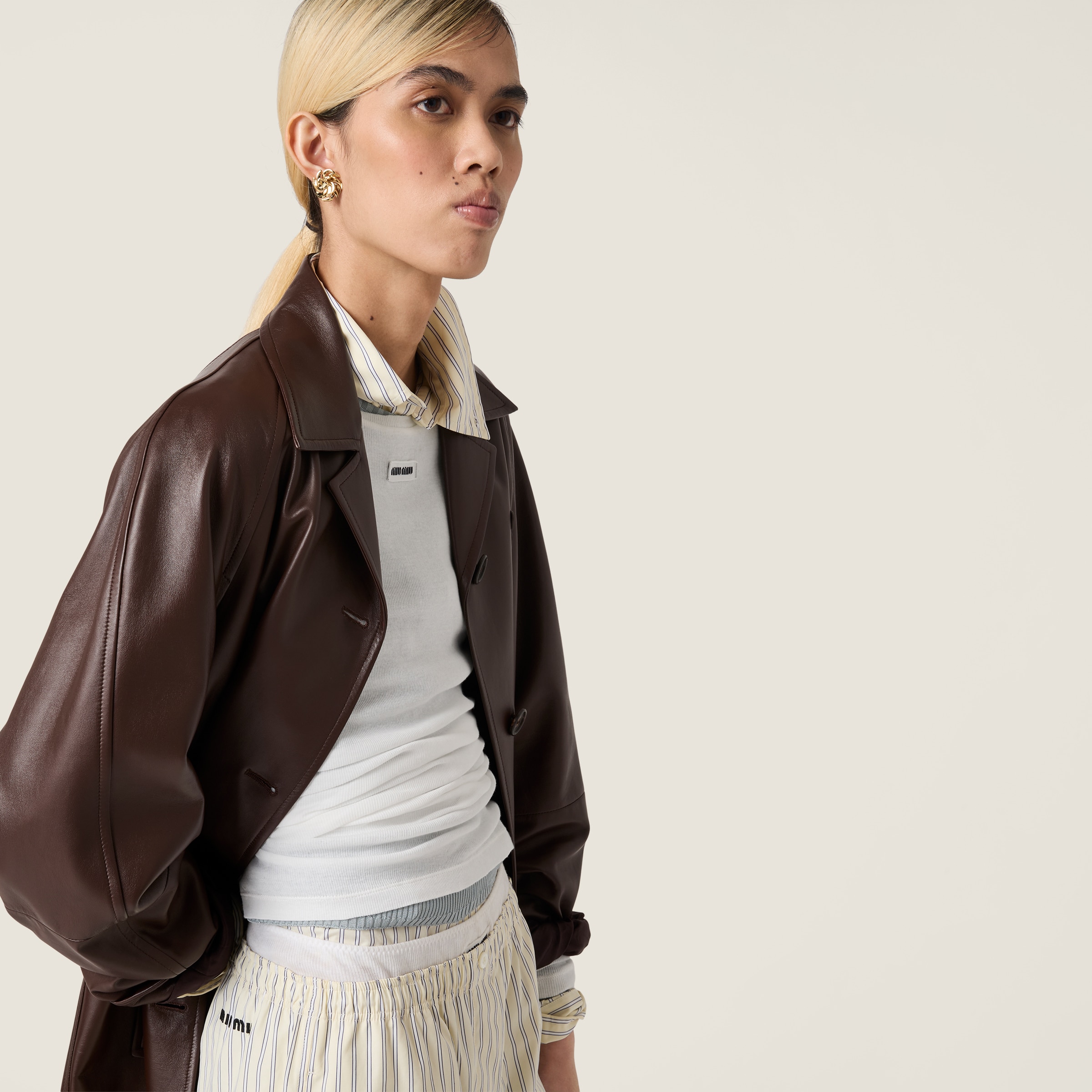 Sienna Nappa Leather Coat | Miu Miu - United States