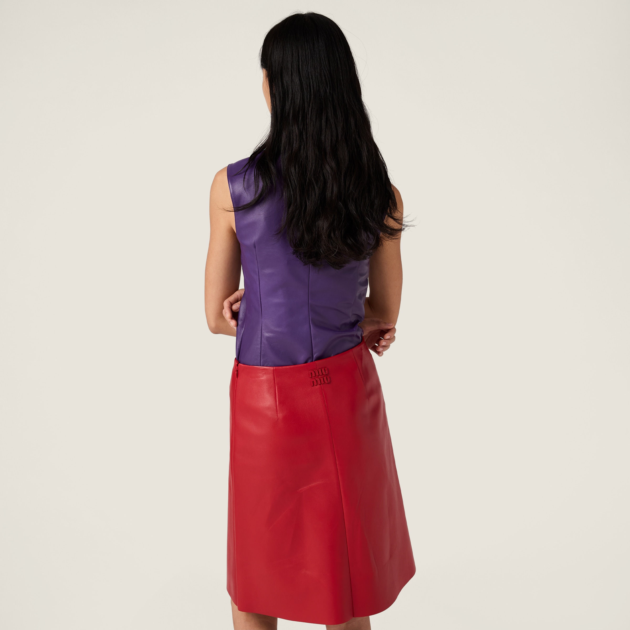 Miu Miu Nappa Leather Top With Buckle In Purple