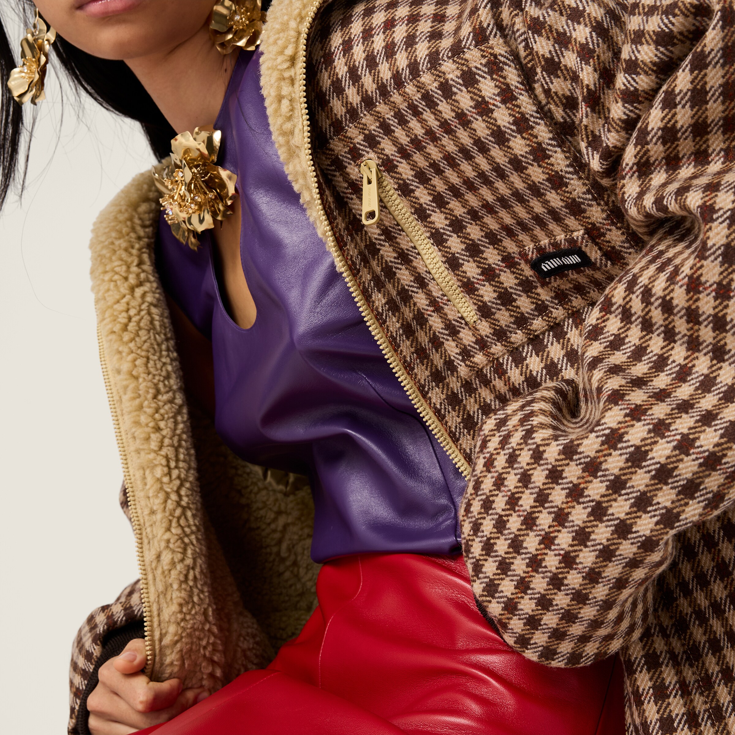 Miu Miu Nappa Leather Top With Buckle In Purple