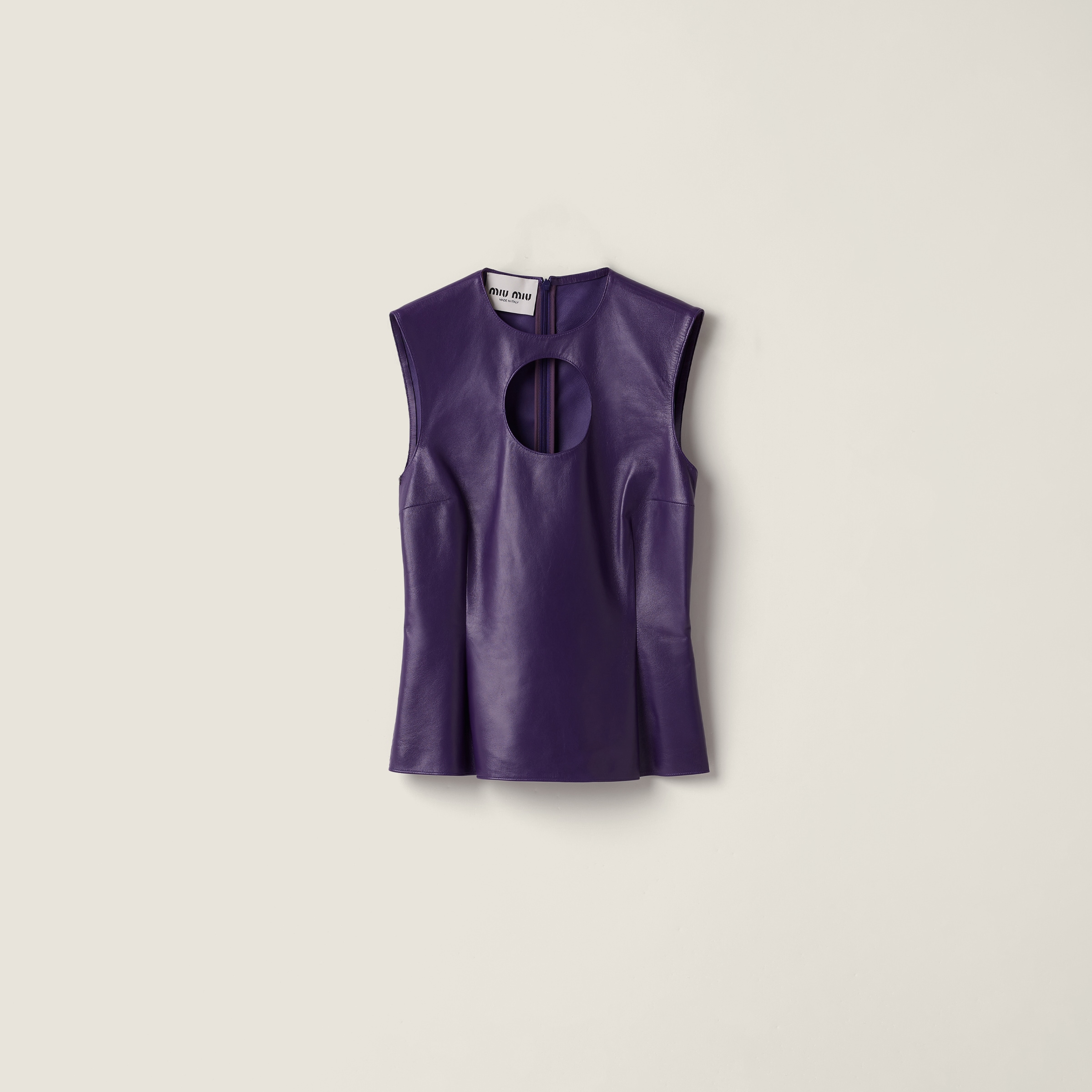 Miu Miu Nappa Leather Top With Buckle In Purple